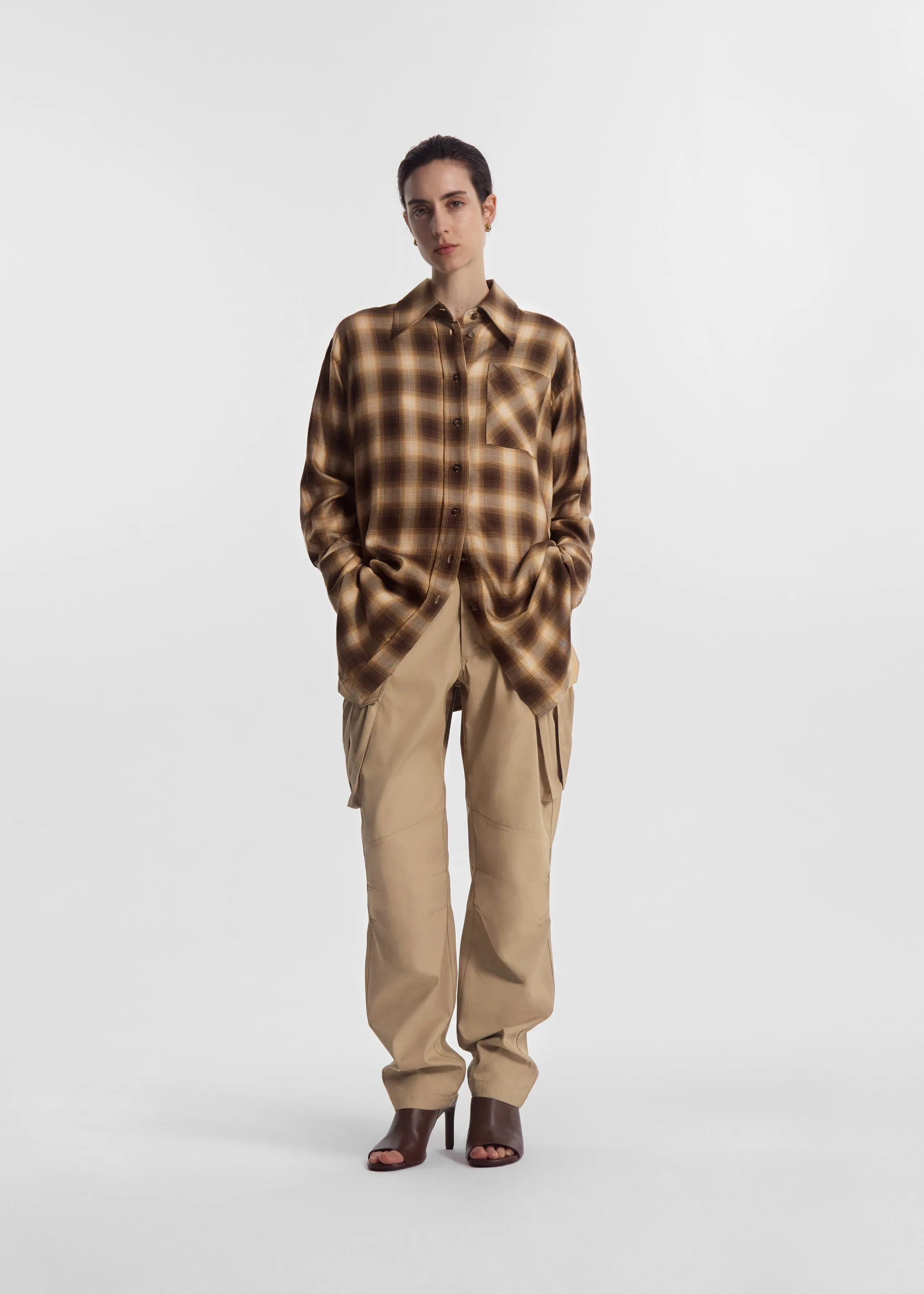 Oversized Shirt in Tencel Plaid - Brown Multi sold by CO product image thumbnail 2