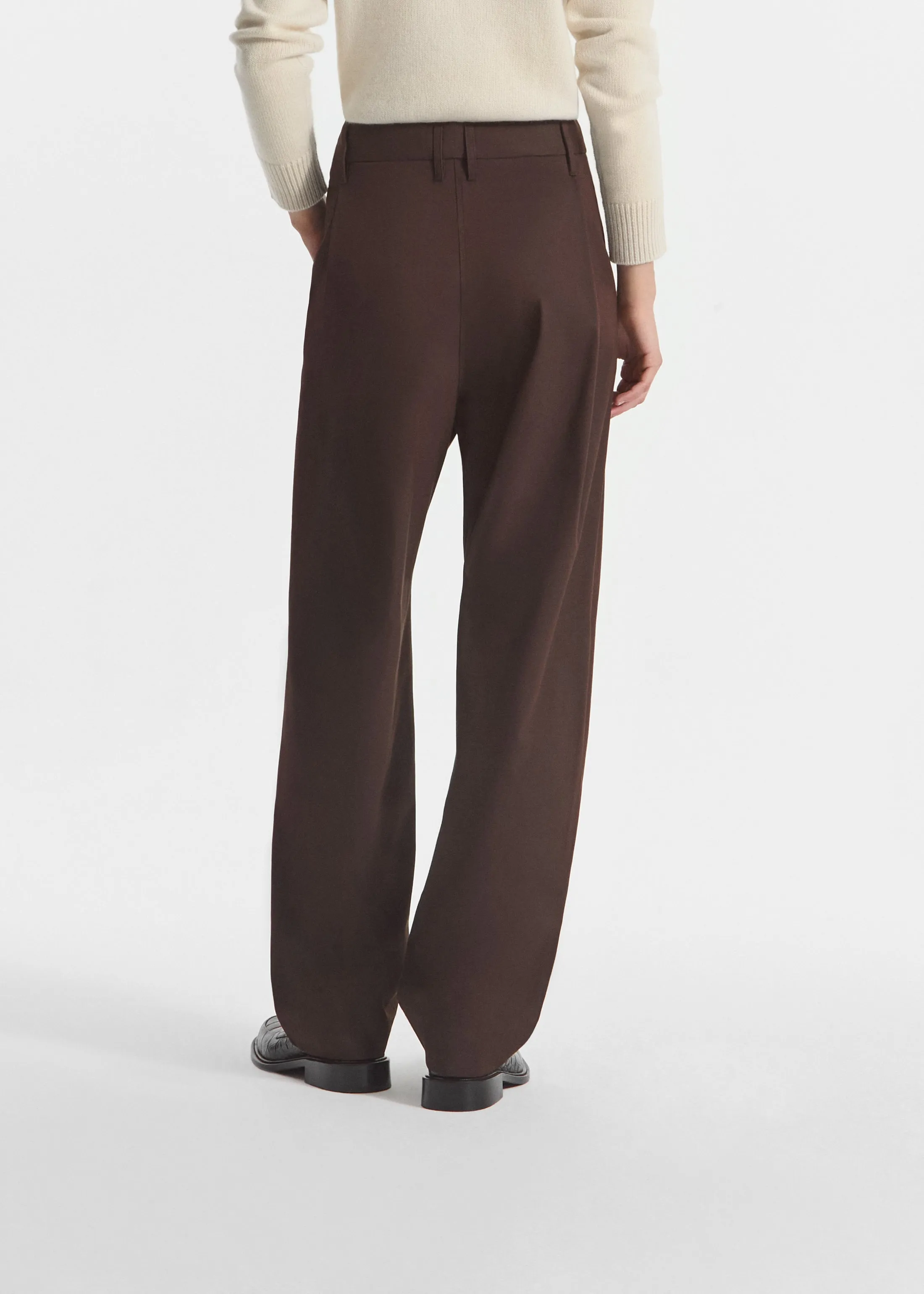 Wide Leg Pleated Pant in Linen - Chocolate sold by CO product image thumbnail 3