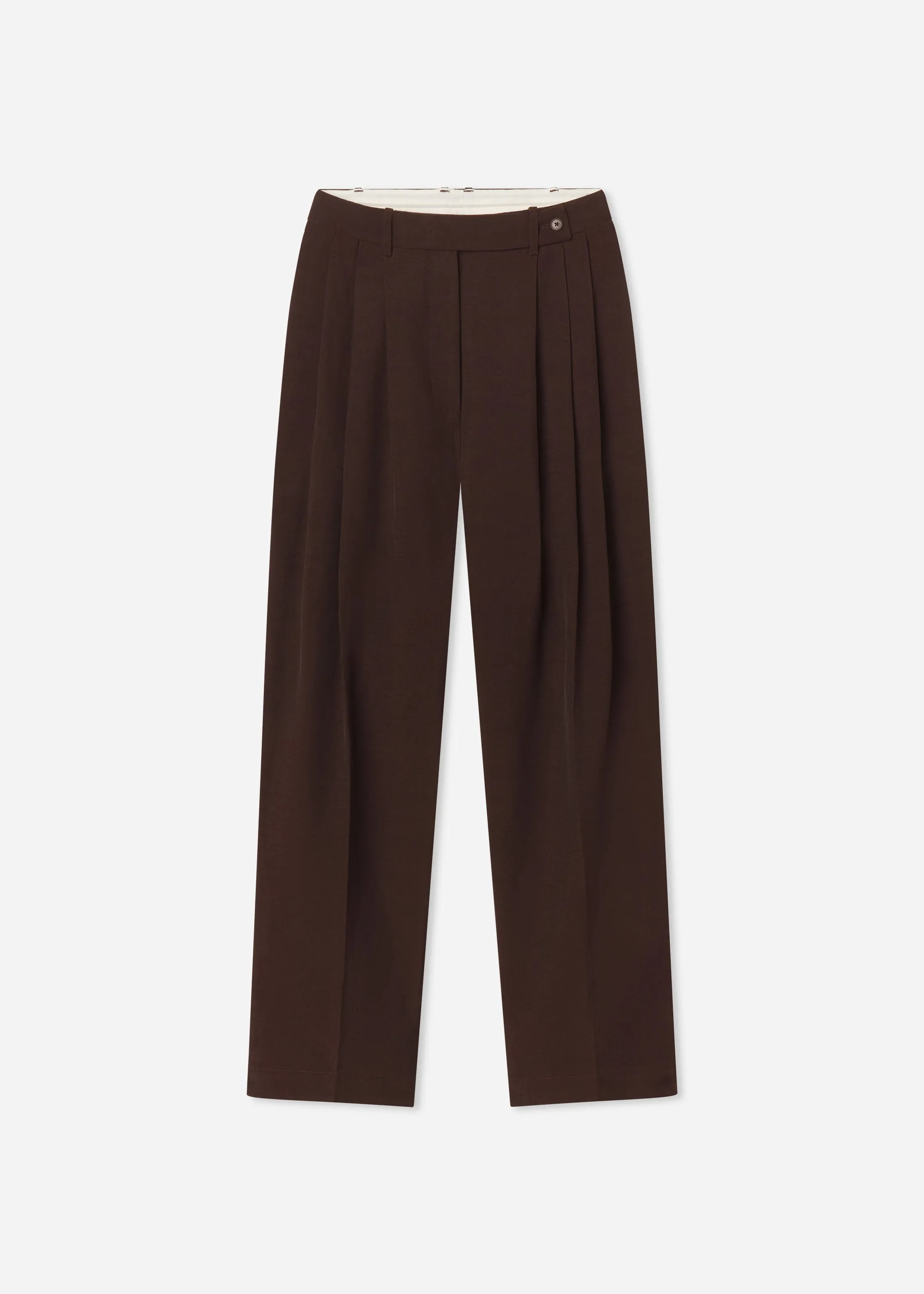 Wide Leg Pleated Pant in Linen - Chocolate sold by CO product image thumbnail 4