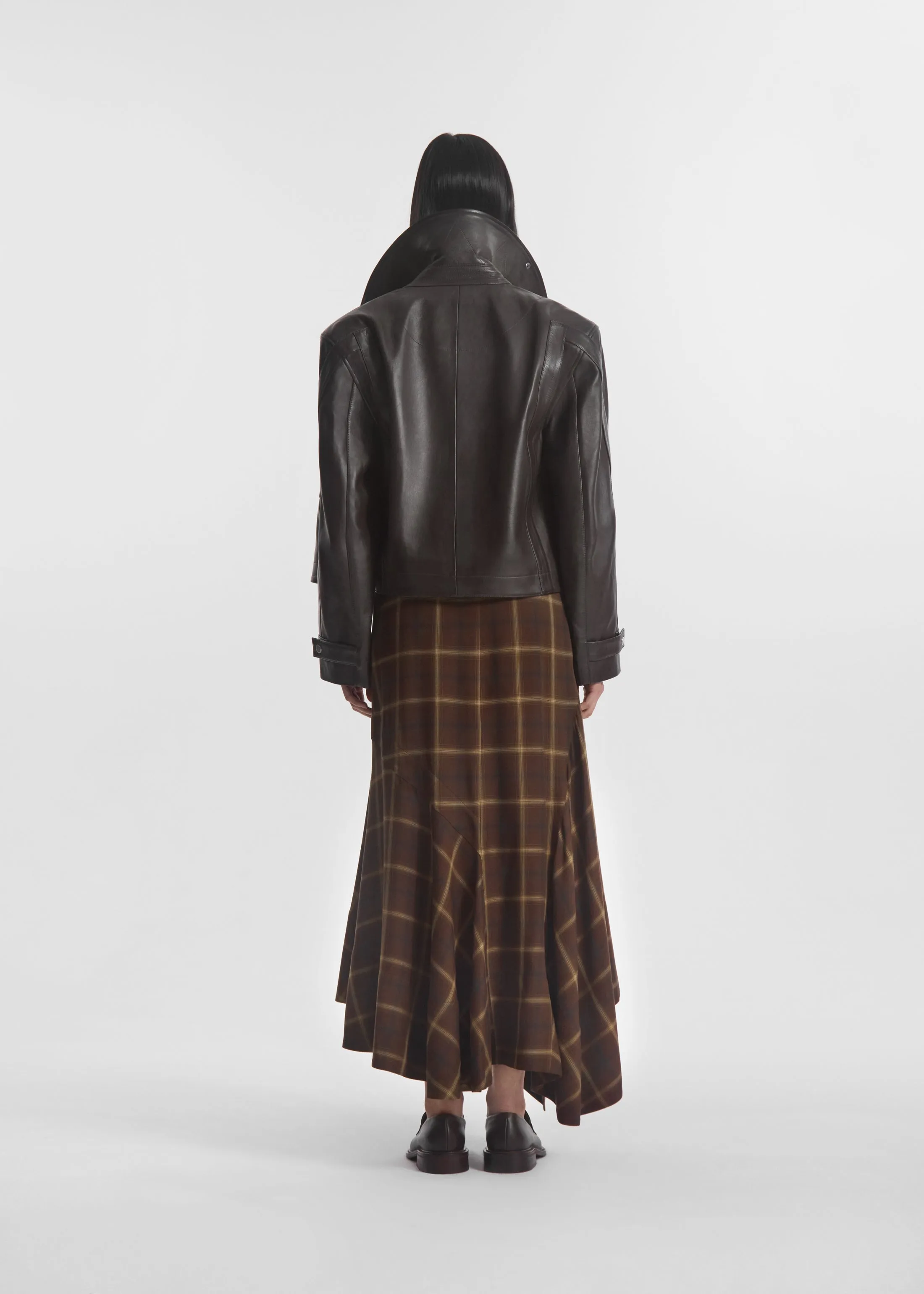 Flying Collar Moto Jacket in Leather - Chocolate sold by CO product image thumbnail 3