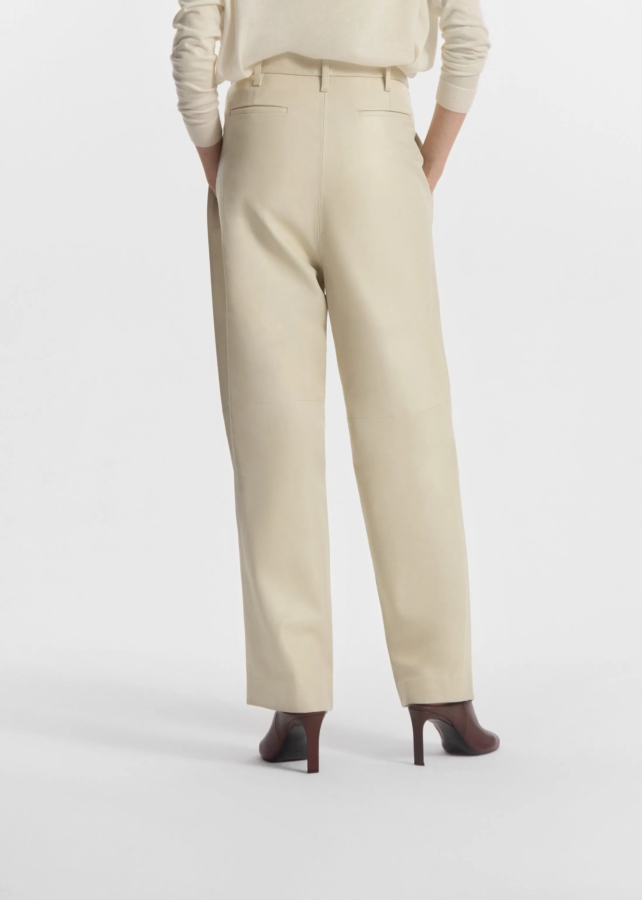 Pleated Pants in Leather - Pearl sold by CO product image thumbnail 5