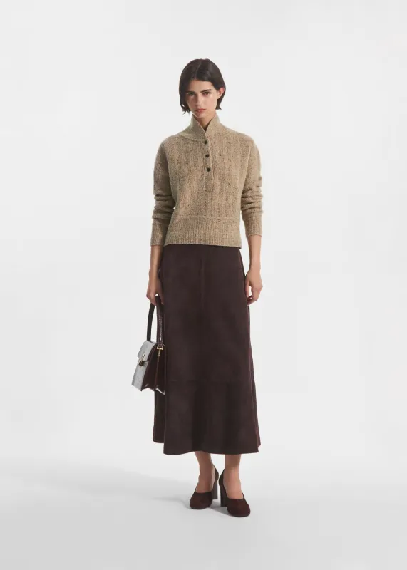 Circle Cut Skirt in Suede - Chocolate made by CO