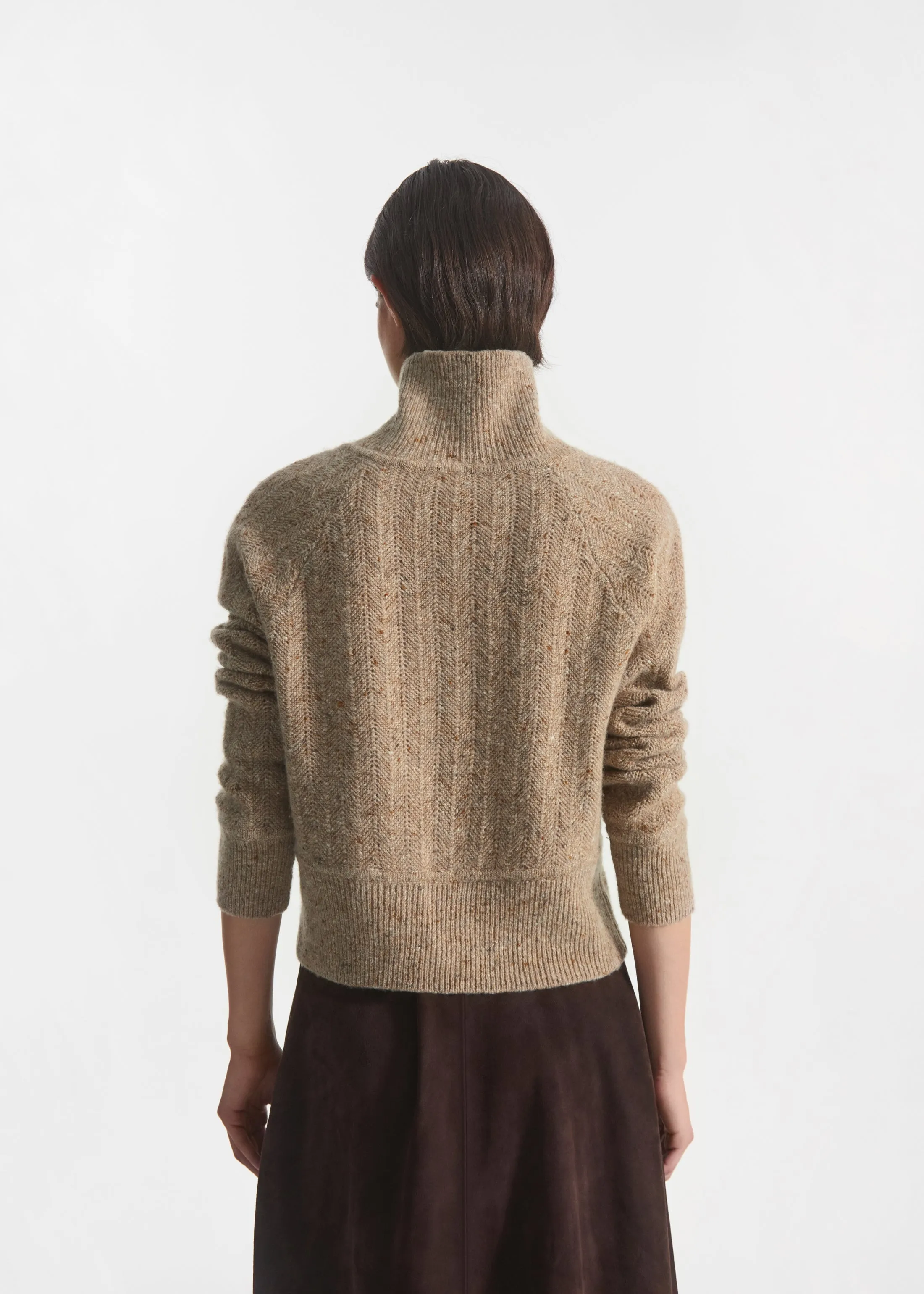 Cropped Henley Sweater in Wool Cashmere Blend - Antelope sold by CO product image thumbnail 3