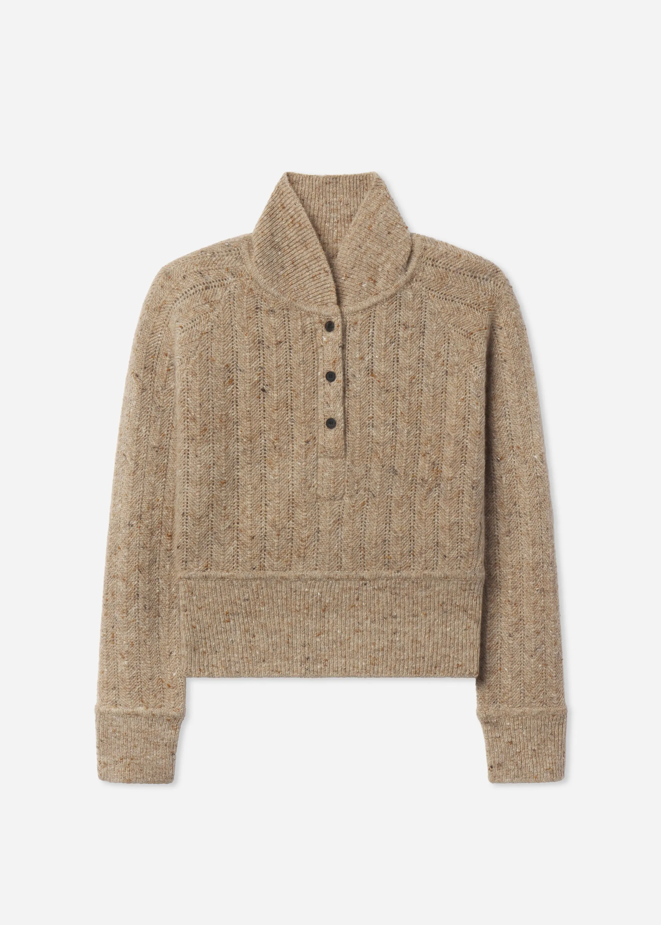 Cropped Henley Sweater in Wool Cashmere Blend - Antelope sold by CO product image thumbnail 5