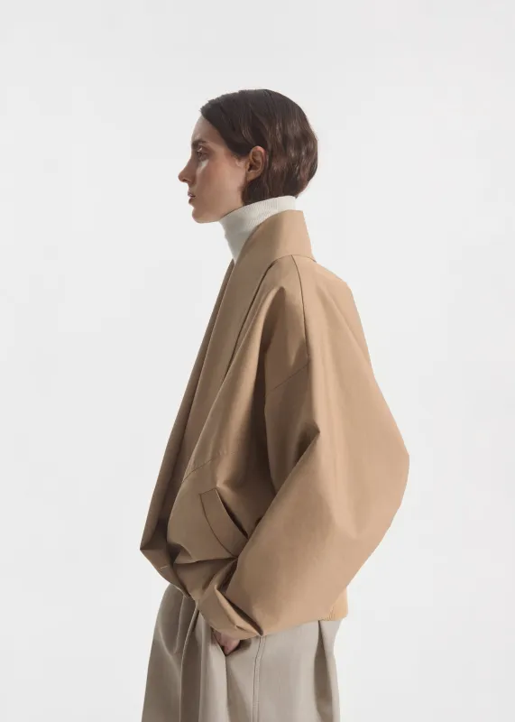 Wrap Jacket in Cotton Twill - Camel made by CO