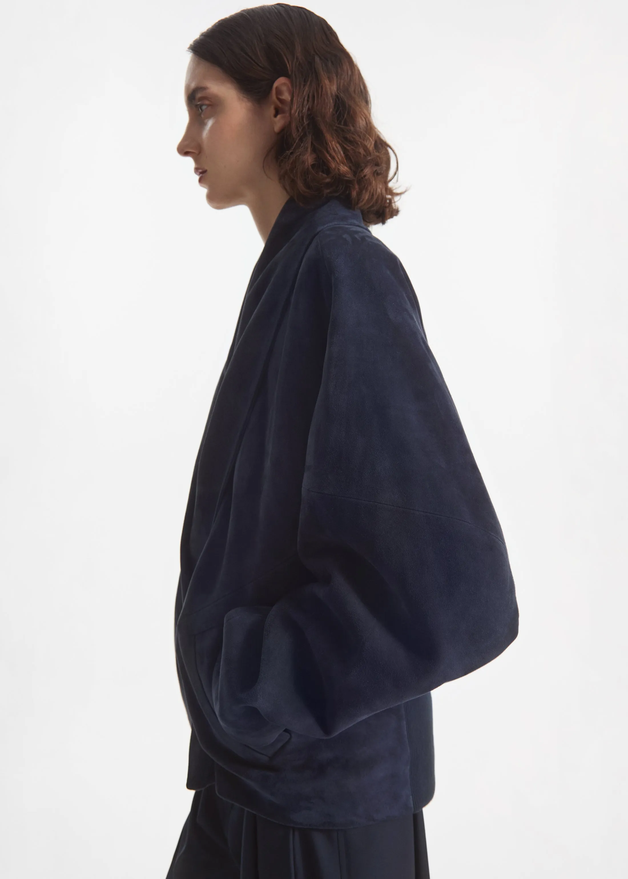 Wrap Jacket in Suede - Navy sold by CO product image thumbnail 5