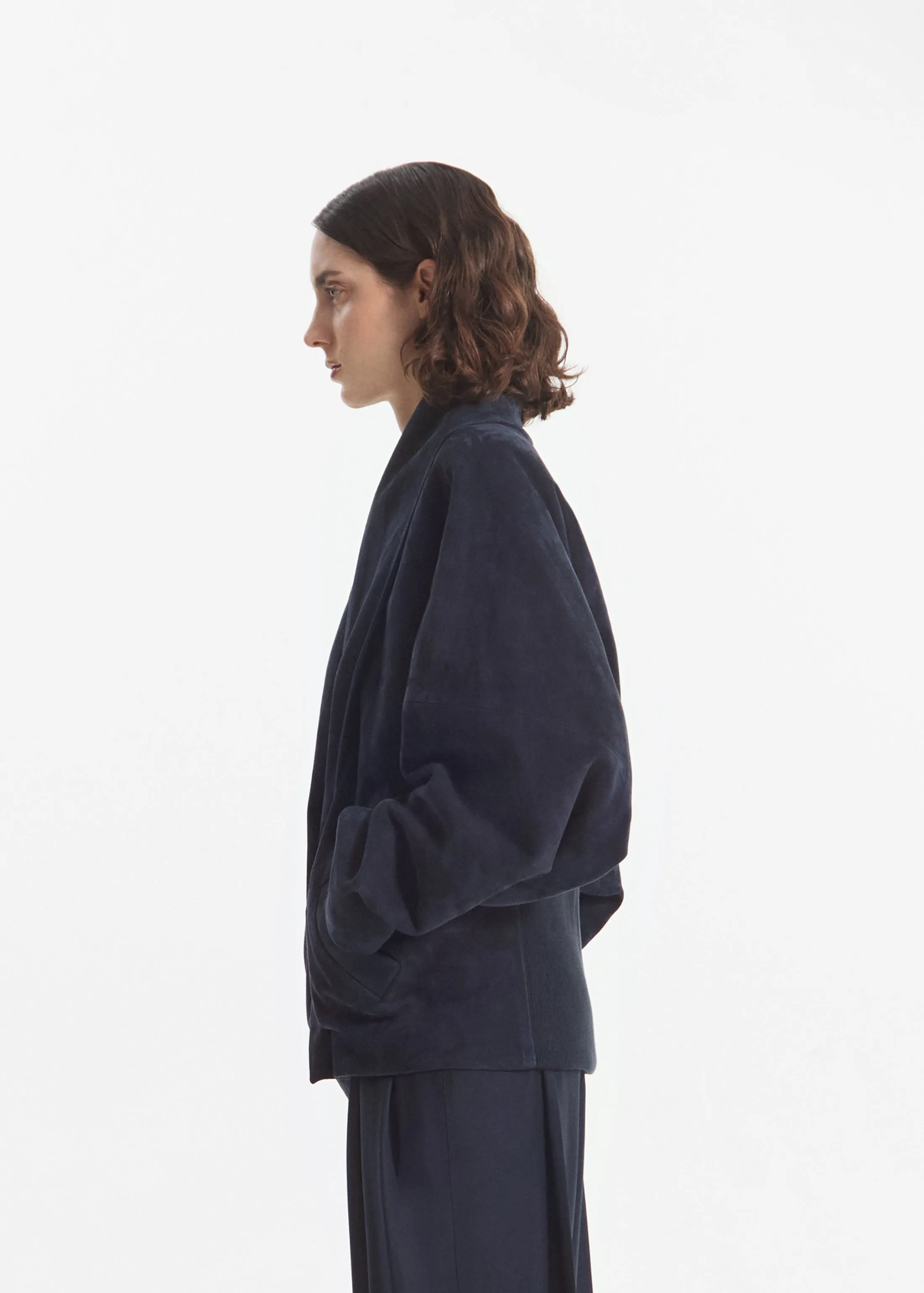Wrap Jacket in Suede - Navy sold by CO product image thumbnail 2