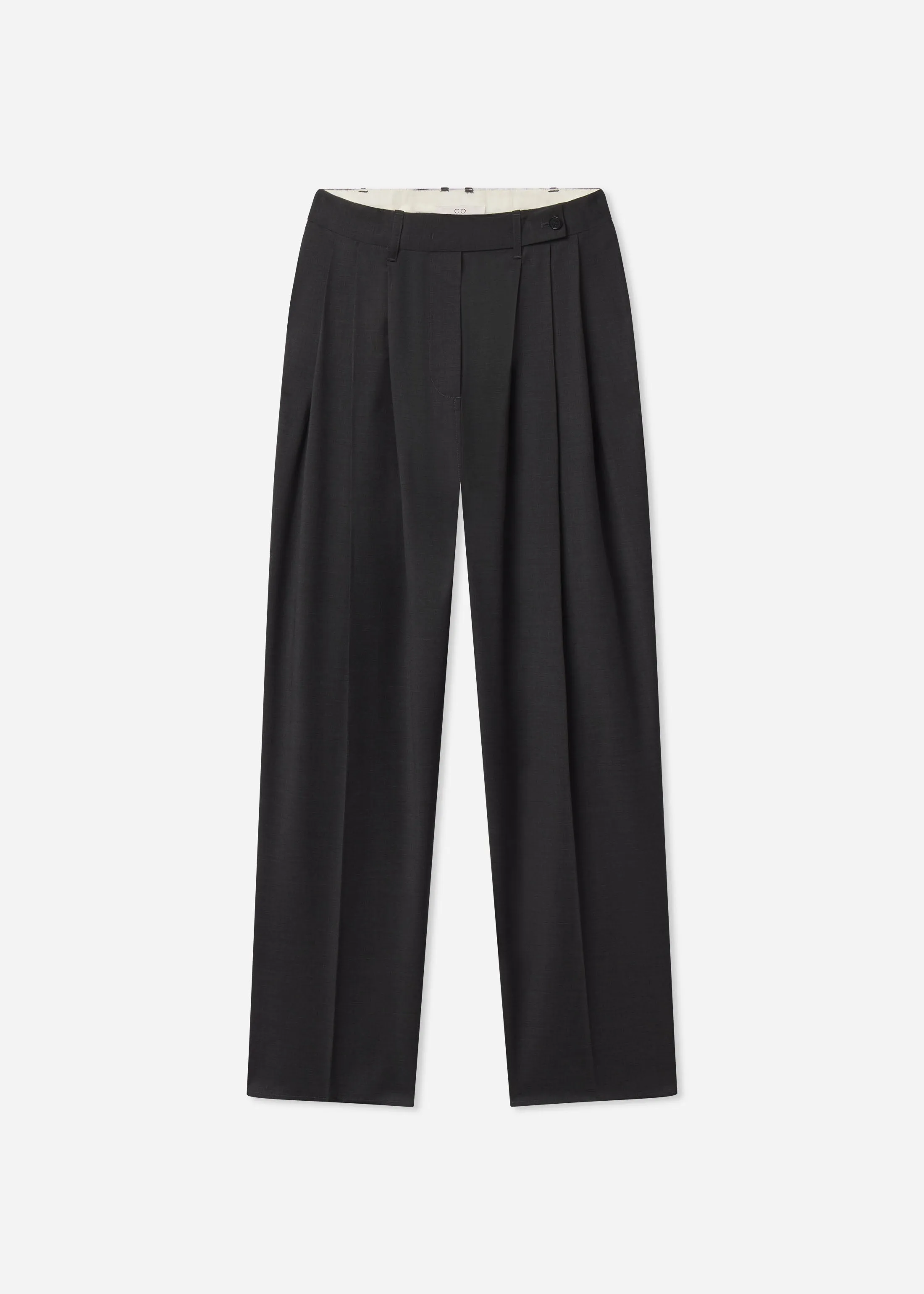 Wide Leg Pleated Pant in Wool - Grey sold by CO product image thumbnail 4