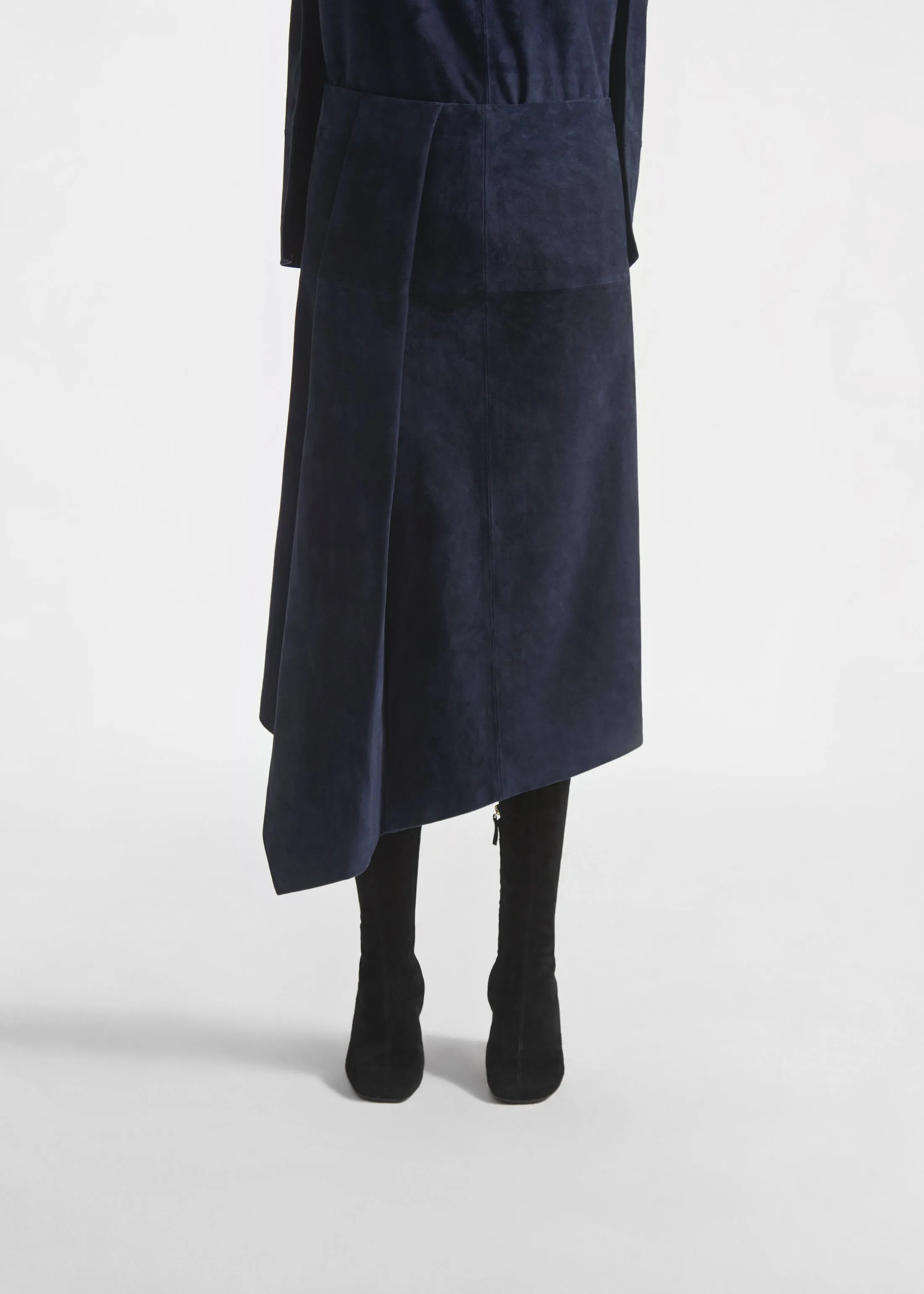 Scarf Pleat Skirt in Suede - Navy sold by CO product image thumbnail 2