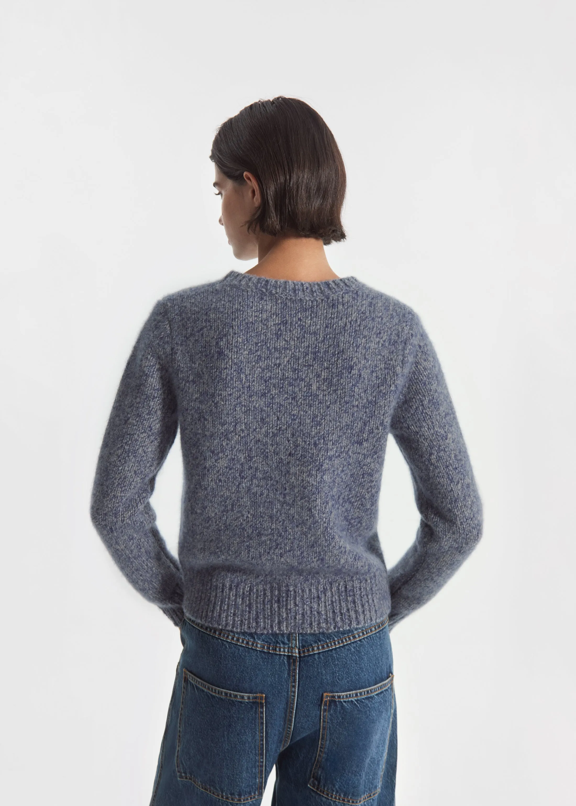 Long Sleeve Crewneck in Cashmere - Blue Melange sold by CO product image thumbnail 4