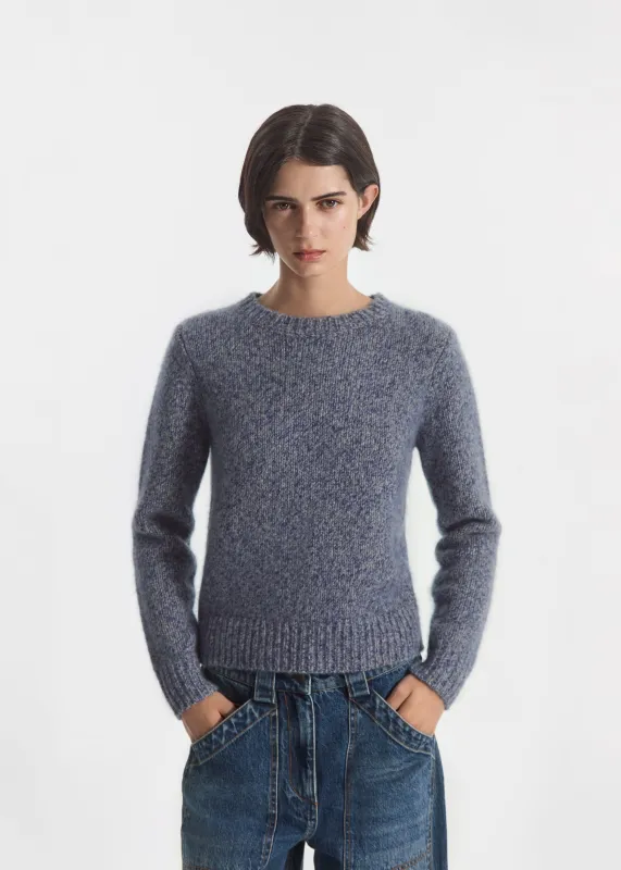 Long Sleeve Crewneck in Cashmere - Blue Melange made by CO