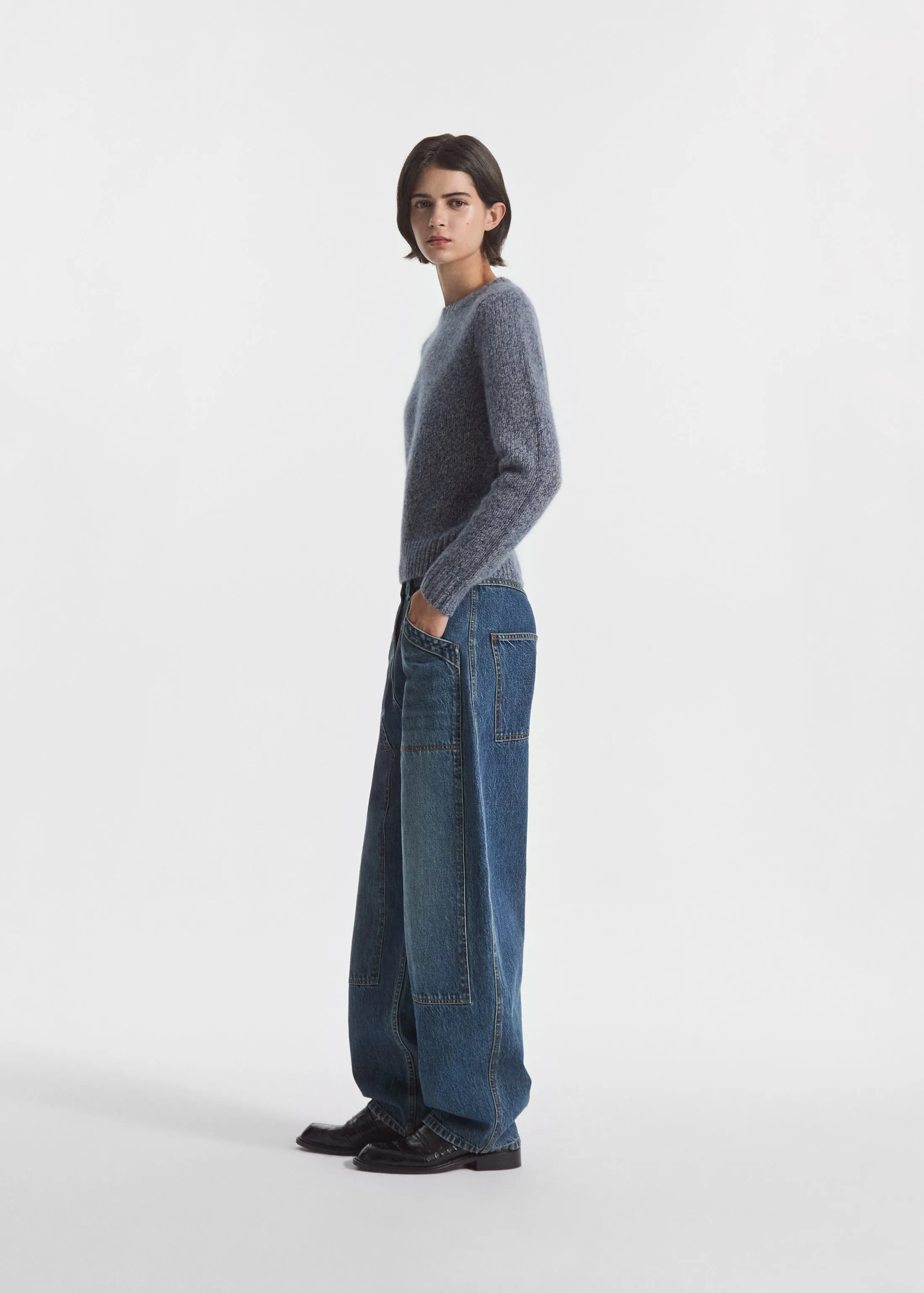 Long Sleeve Crewneck in Cashmere - Blue Melange sold by CO product image thumbnail 2