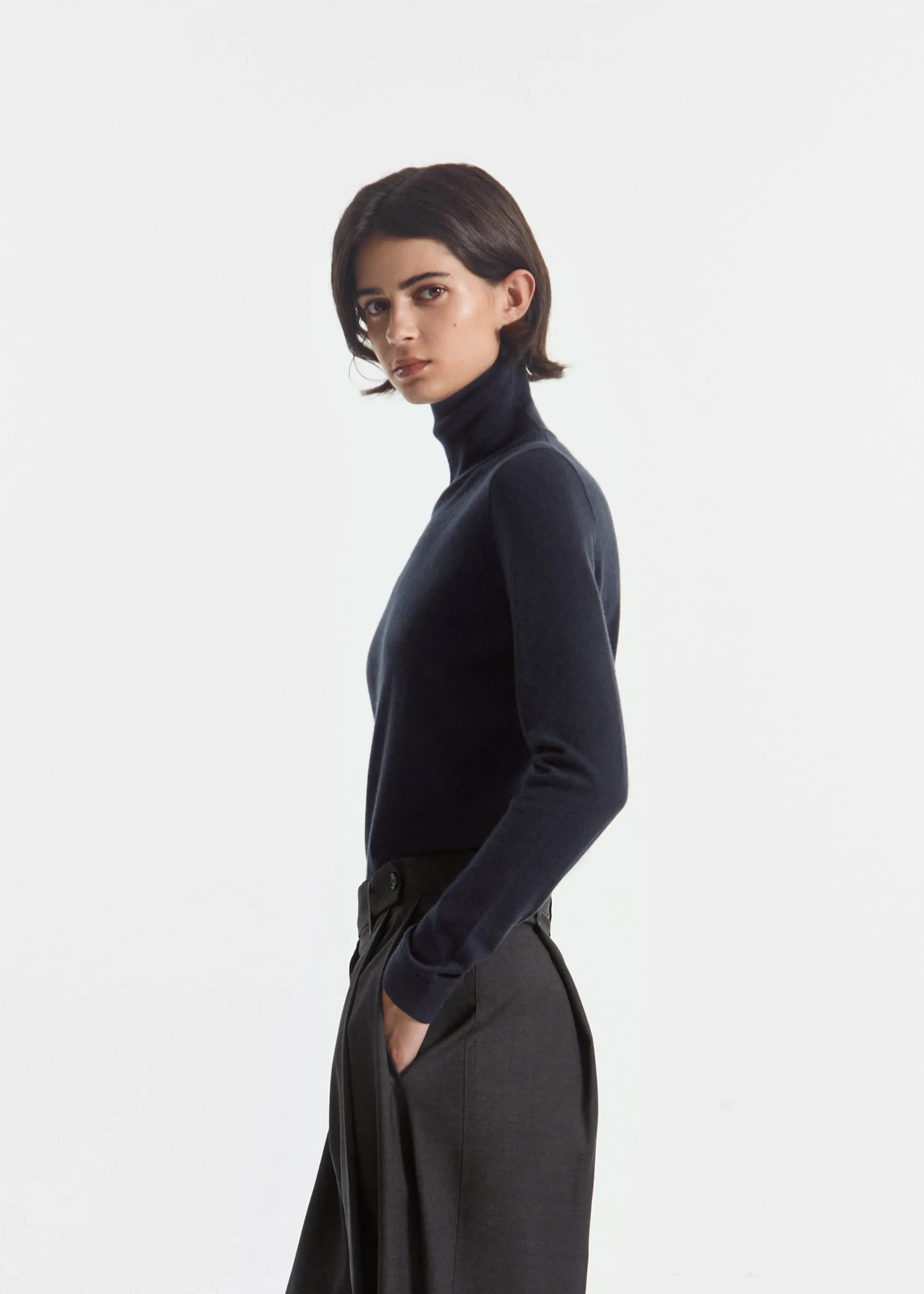 Slim Turtleneck in Fine Cashmere - Nocturne sold by CO product image thumbnail 2