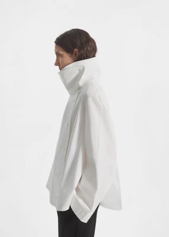 Flying Collar Shirt in Cotton Silk - White made by CO