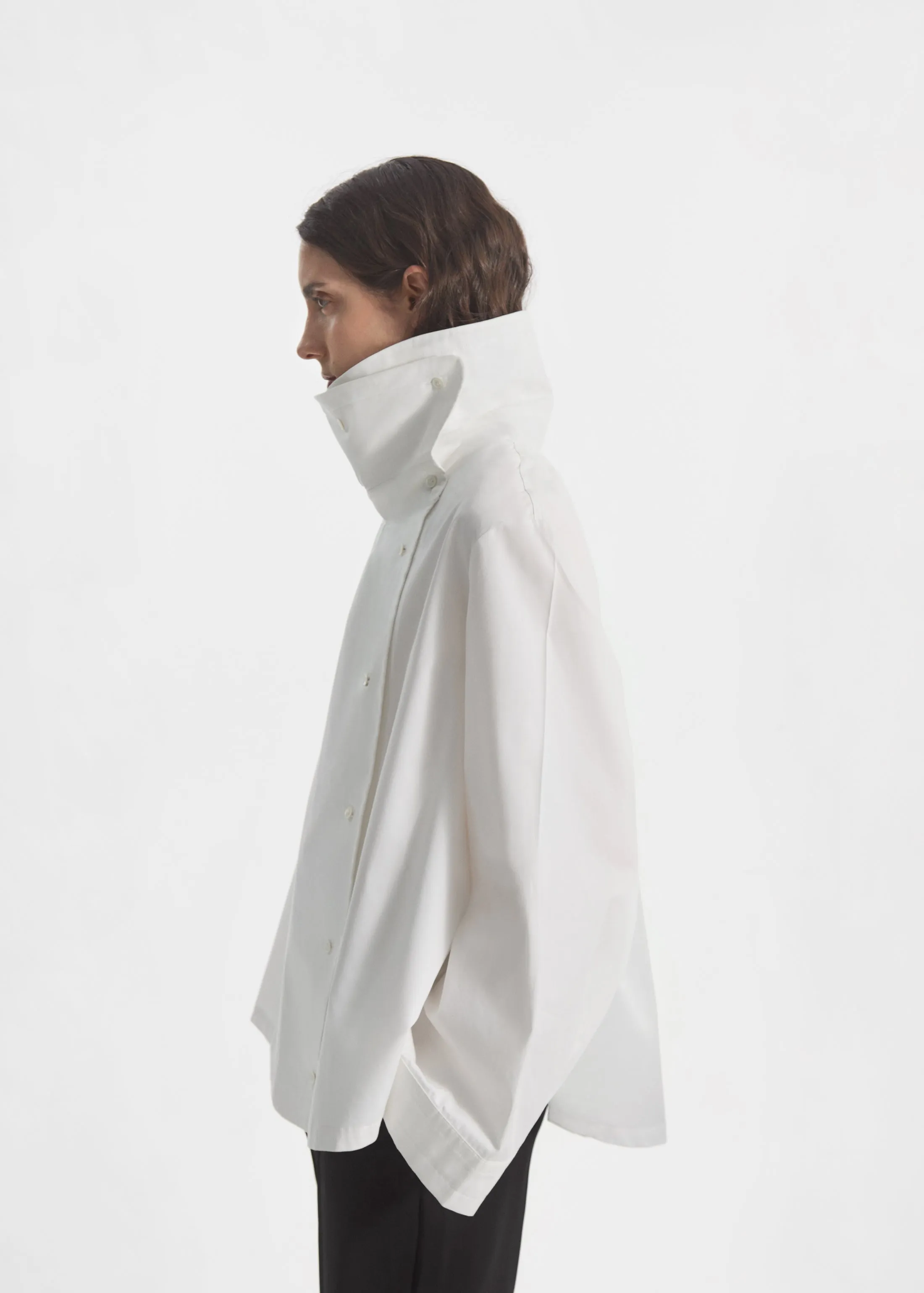 Flying Collar Shirt in Cotton Silk - White sold by CO