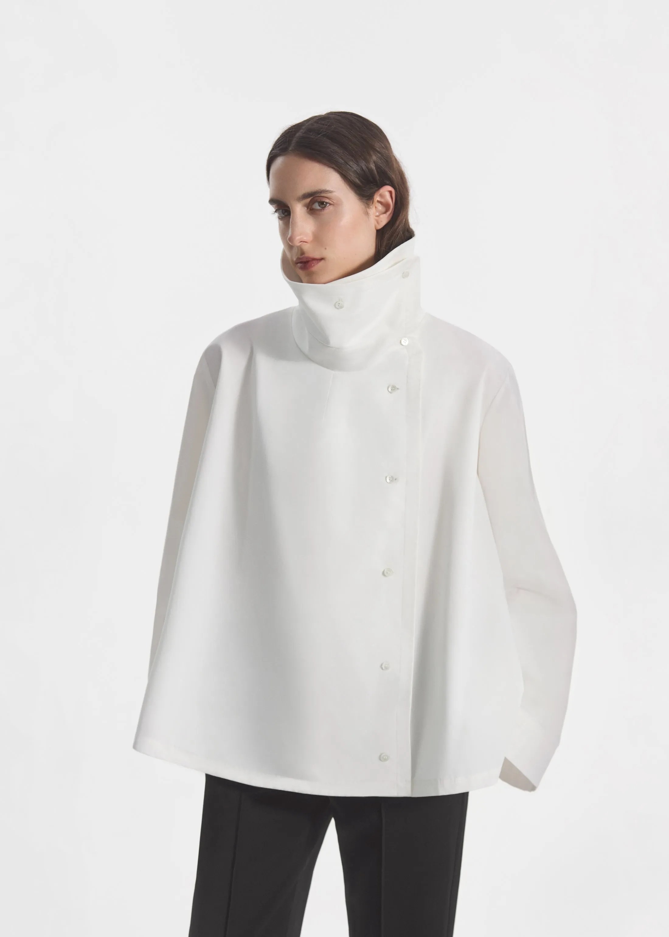 Flying Collar Shirt in Cotton Silk - White sold by CO product image thumbnail 4