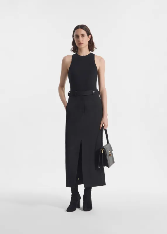 Tailored Pencil Skirt in Wool - Black made by CO