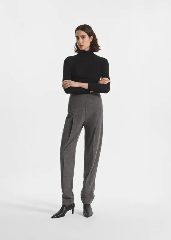 High Waisted Jodphur in Wool Cashmere - Grey Melange made by CO