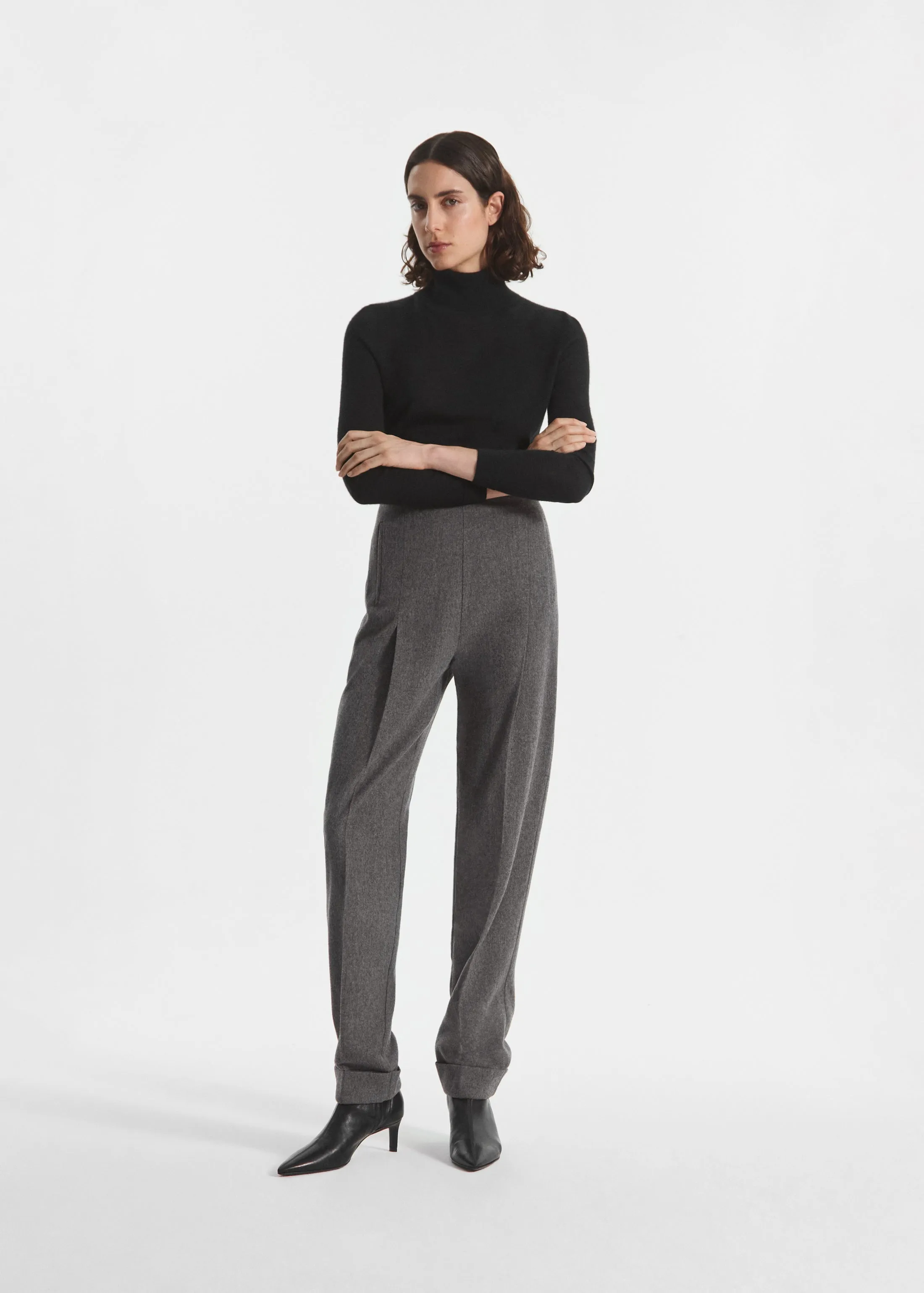 High Waisted Jodphur in Wool Cashmere - Grey Melange sold by CO