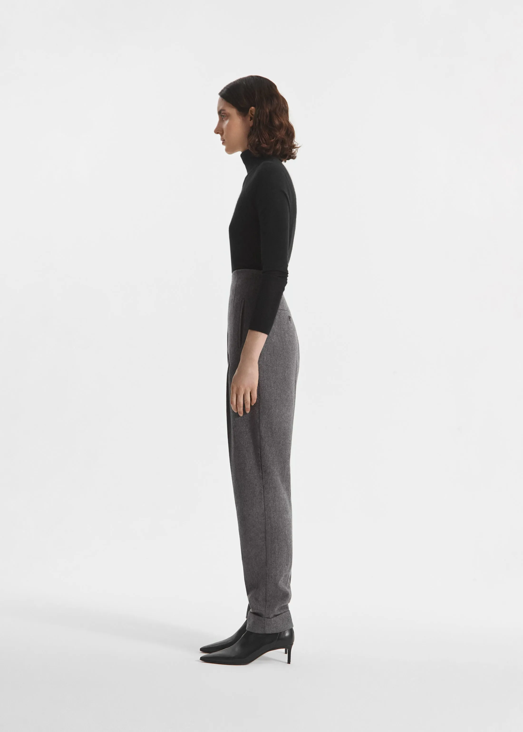High Waisted Jodphur in Wool Cashmere - Grey Melange sold by CO product image thumbnail 2