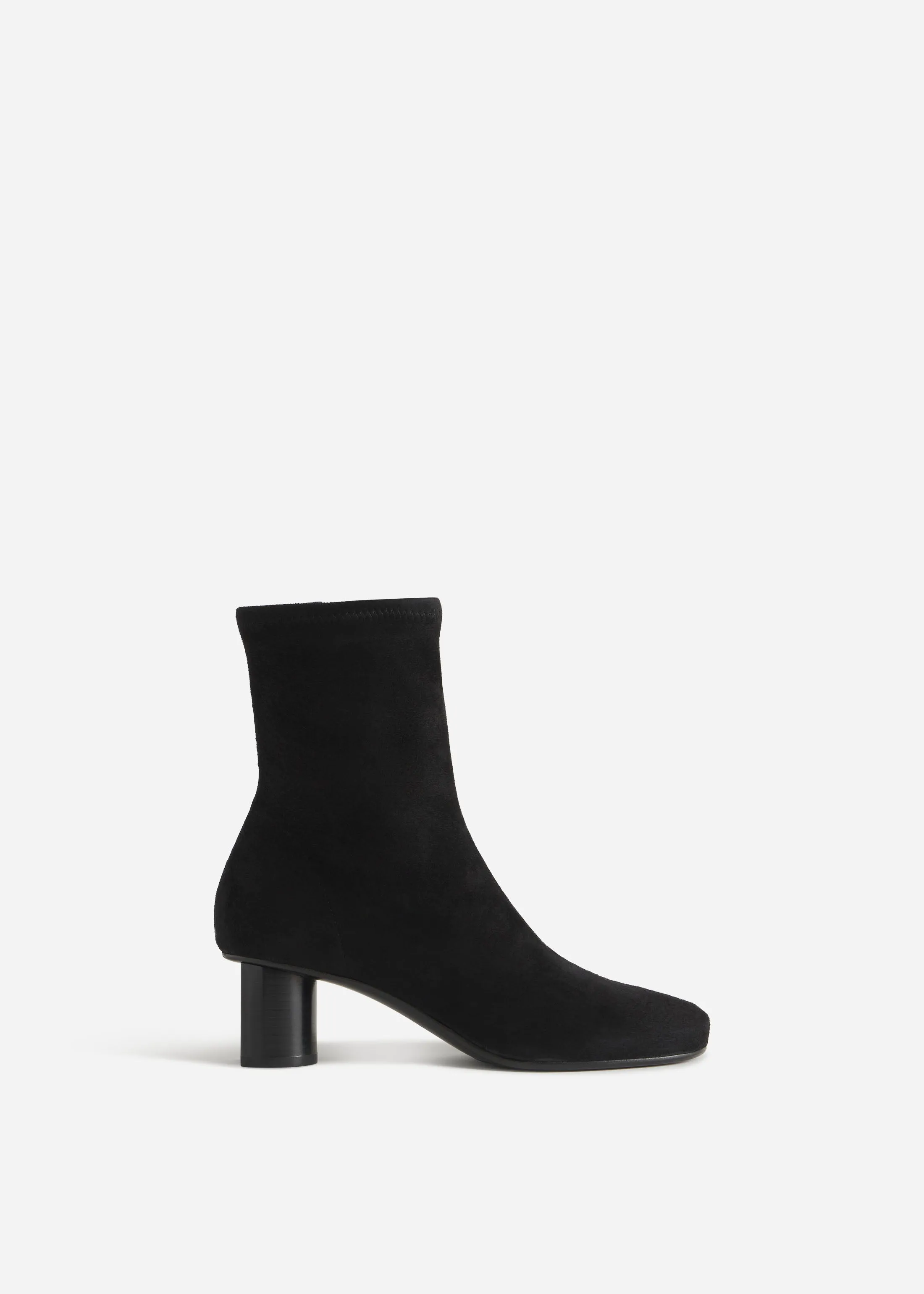 Square Toe Ankle Boot in Suede - Black sold by CO