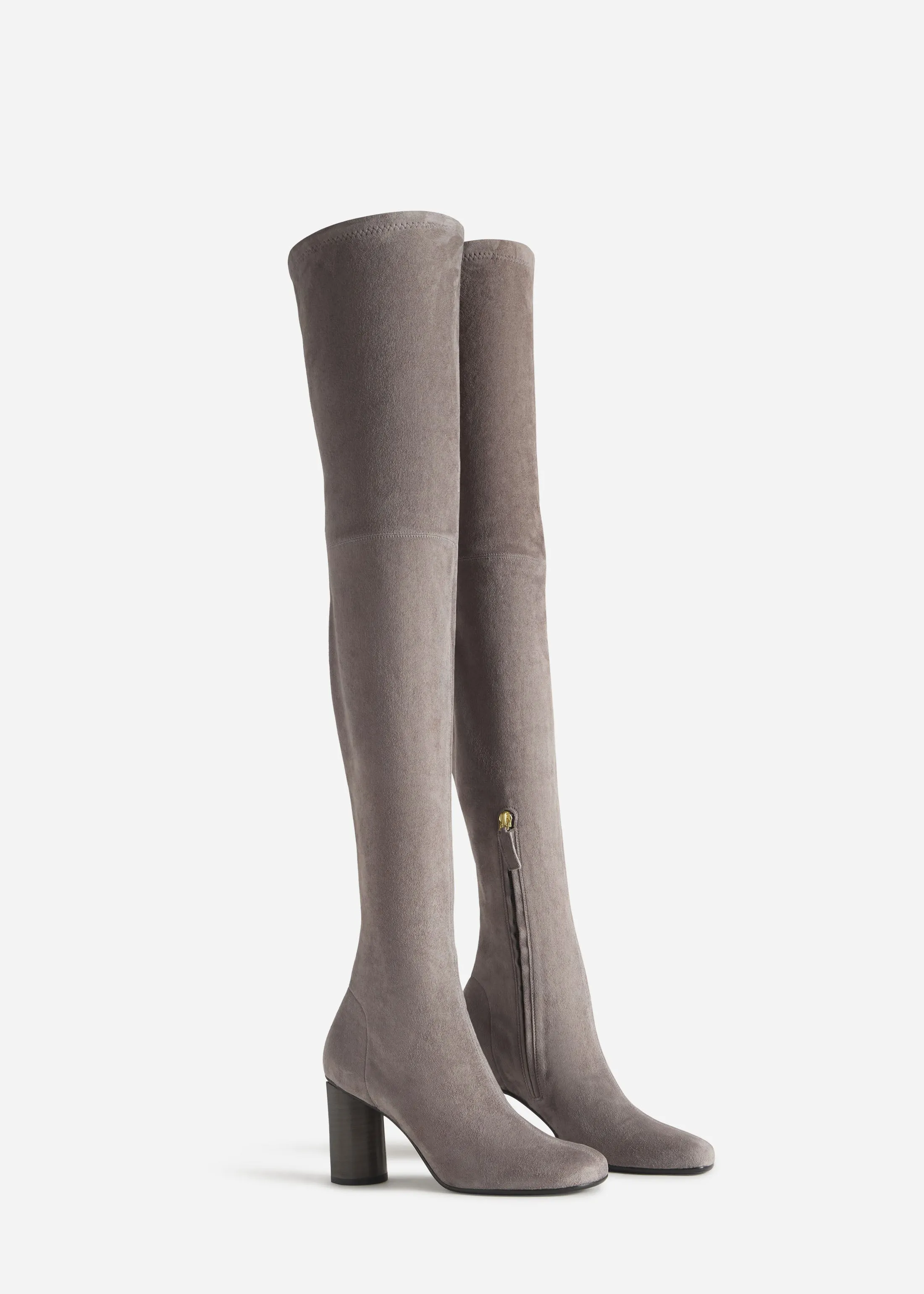 Over-the-Knee Heeled Boot in Suede - Grey sold by CO