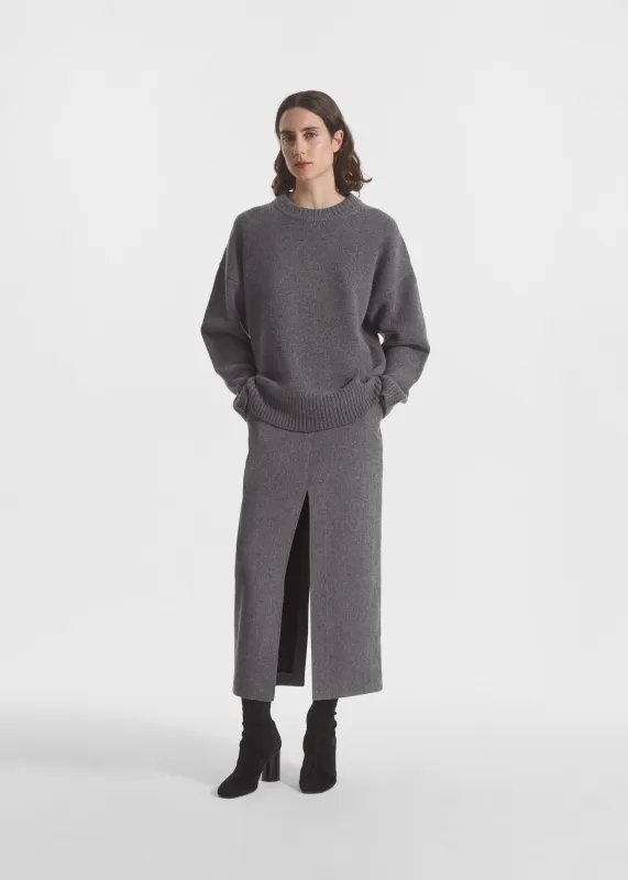 Tailored Pencil Skirt in Wool Cashmere - Grey Melange made by CO