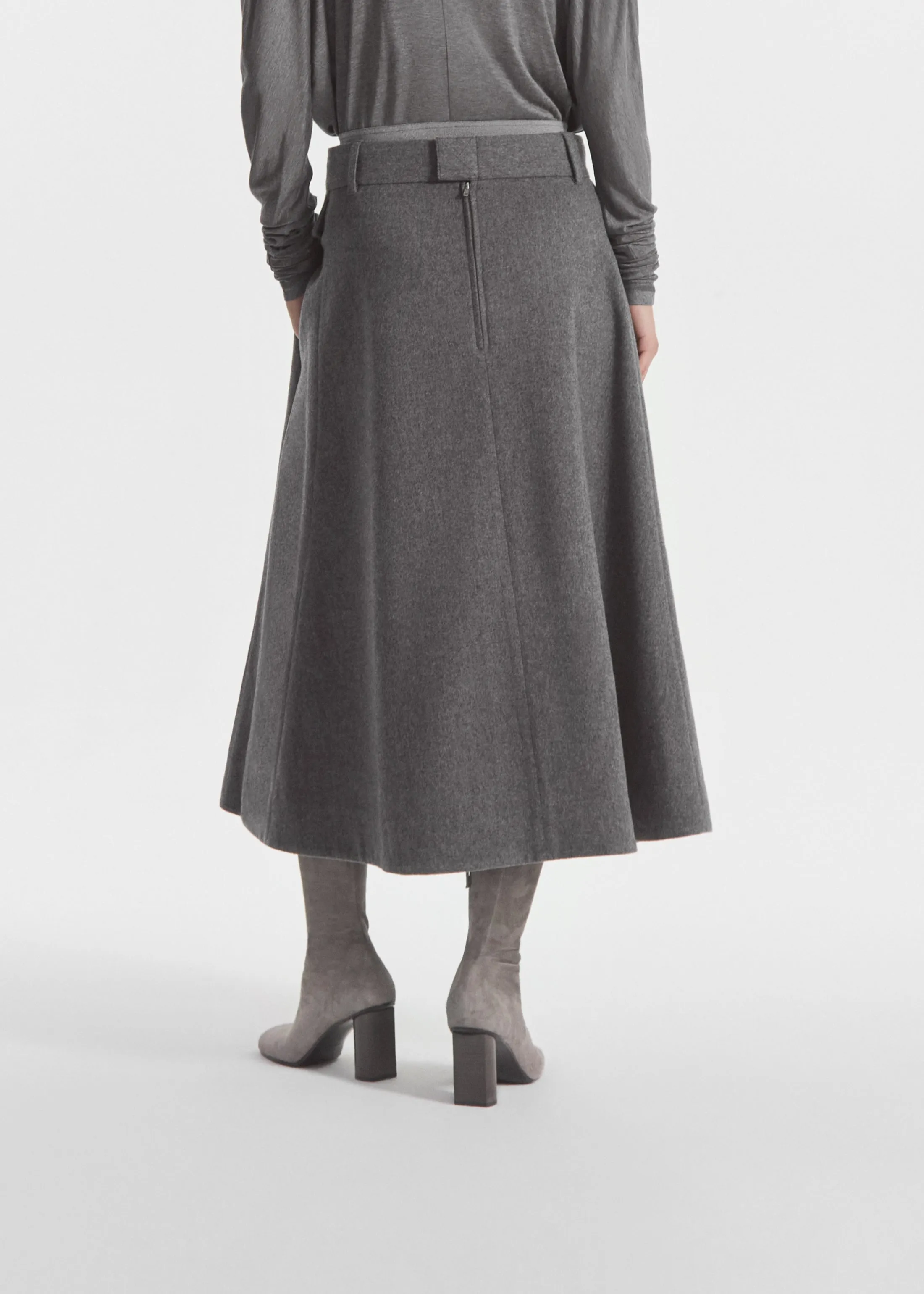 Front Pocket Skirt in Wool Cashmere - Grey Melange sold by CO product image thumbnail 3