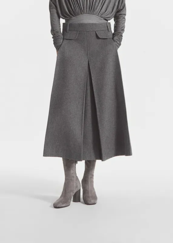 Front Pocket Skirt in Wool Cashmere - Grey Melange made by CO
