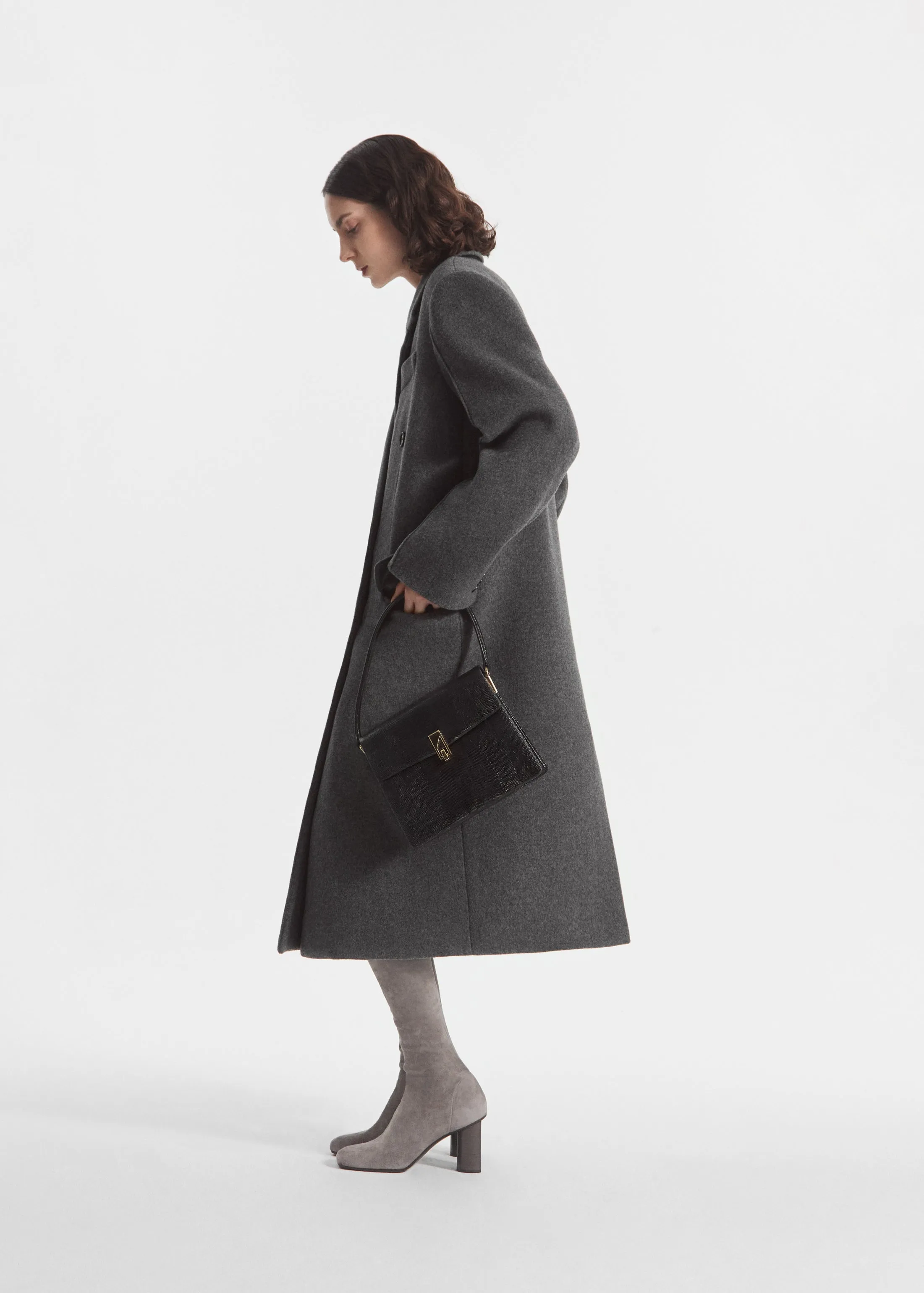 Oversized Double Breasted Coat in Wool Cashmere - Grey sold by CO product image thumbnail 5