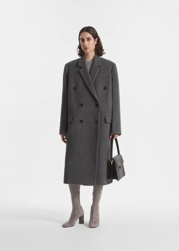 Oversized Double Breasted Coat in Wool Cashmere - Grey made by CO
