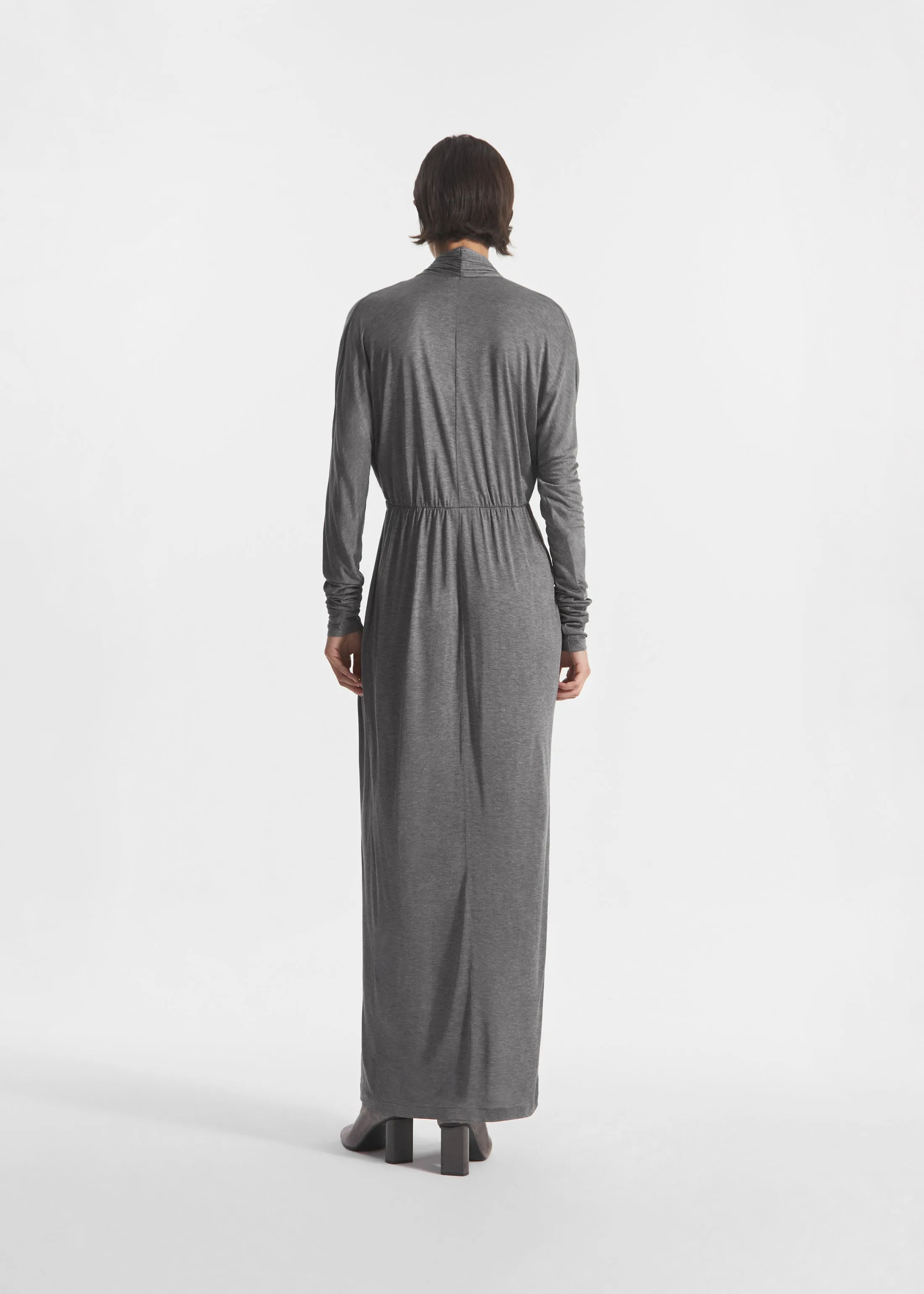 Gathered Dress in Silk Jersey - Grey sold by CO product image thumbnail 4