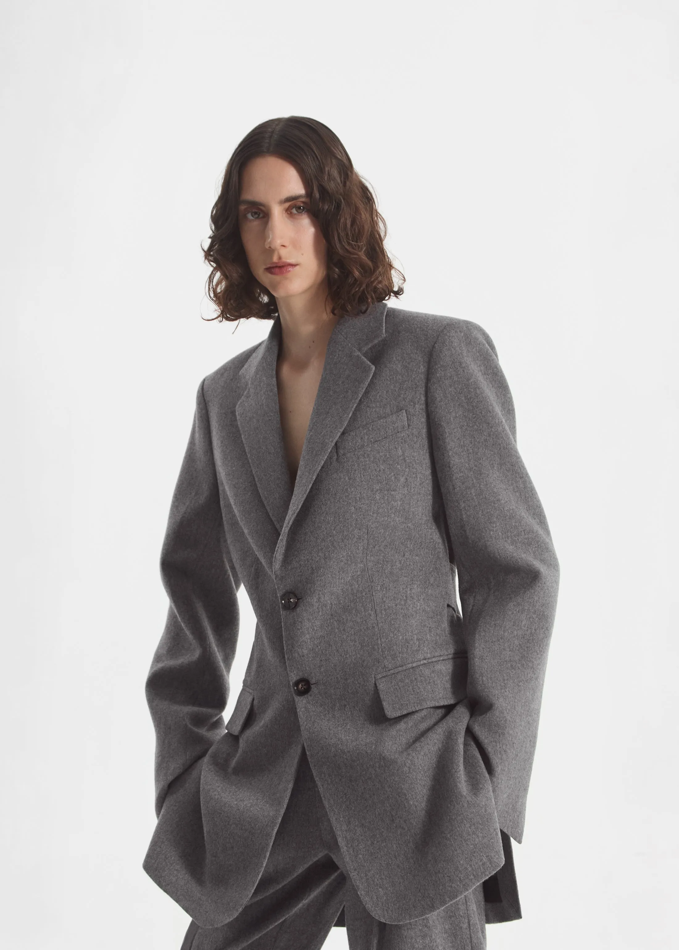 Relaxed Blazer in Wool Cashmere - Grey Melange sold by CO product image thumbnail 2