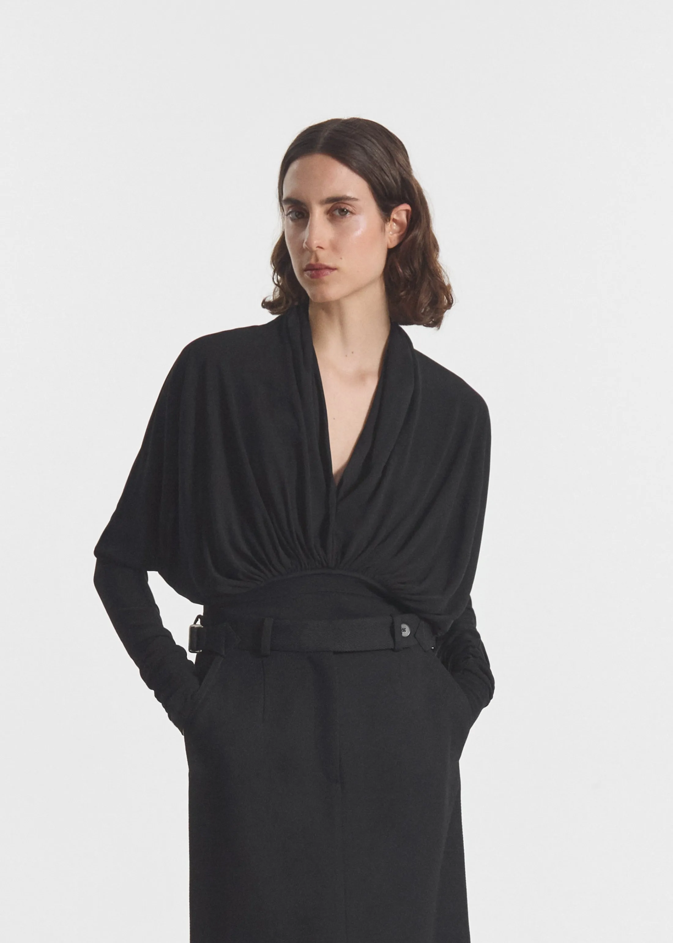 Gathered Bodysuit in Jersey - Black sold by CO product image thumbnail 4