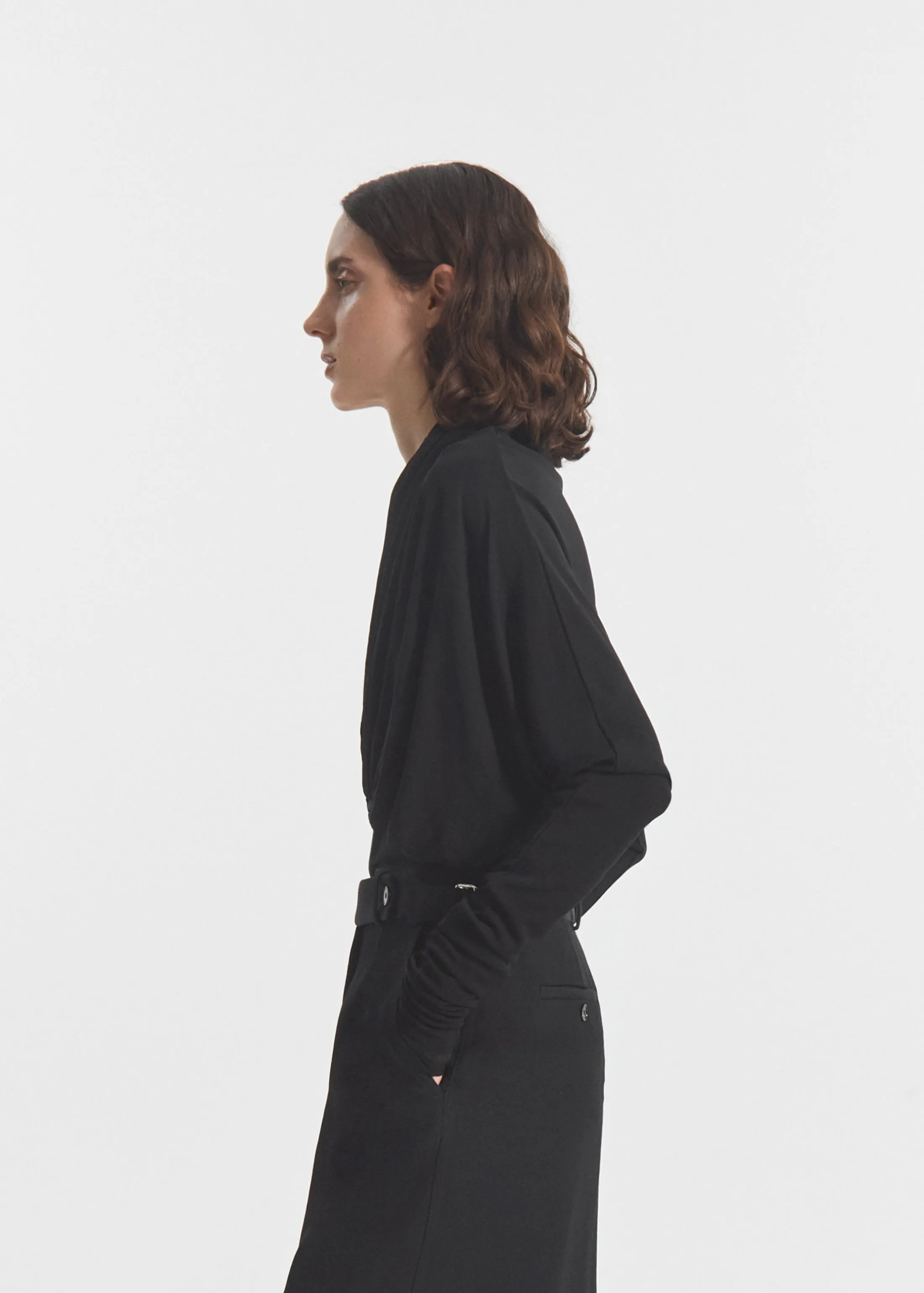 Gathered Bodysuit in Jersey - Black sold by CO product image thumbnail 3
