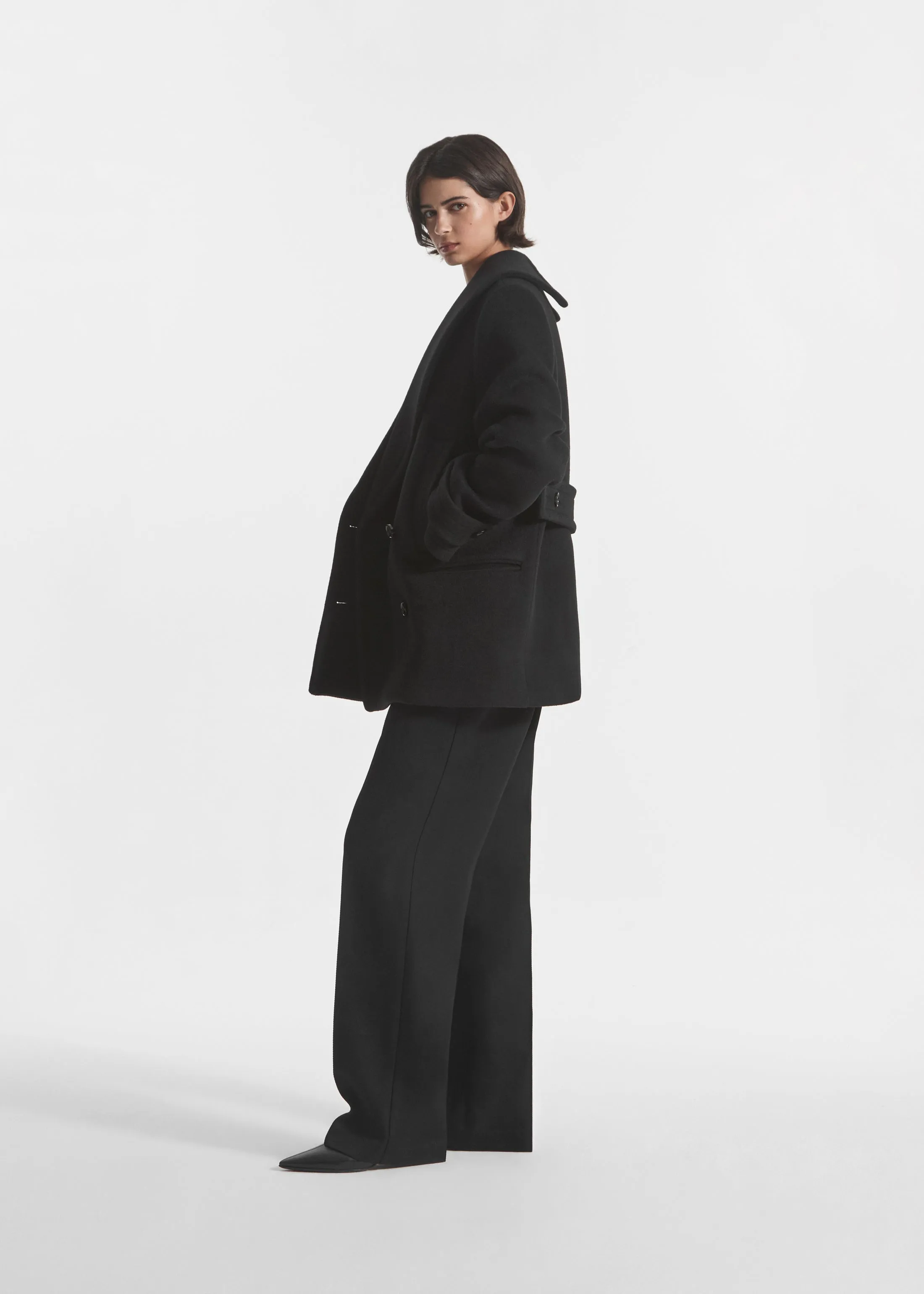 Shawl Collar Jacket in Melton Wool - Black sold by CO product image thumbnail 3