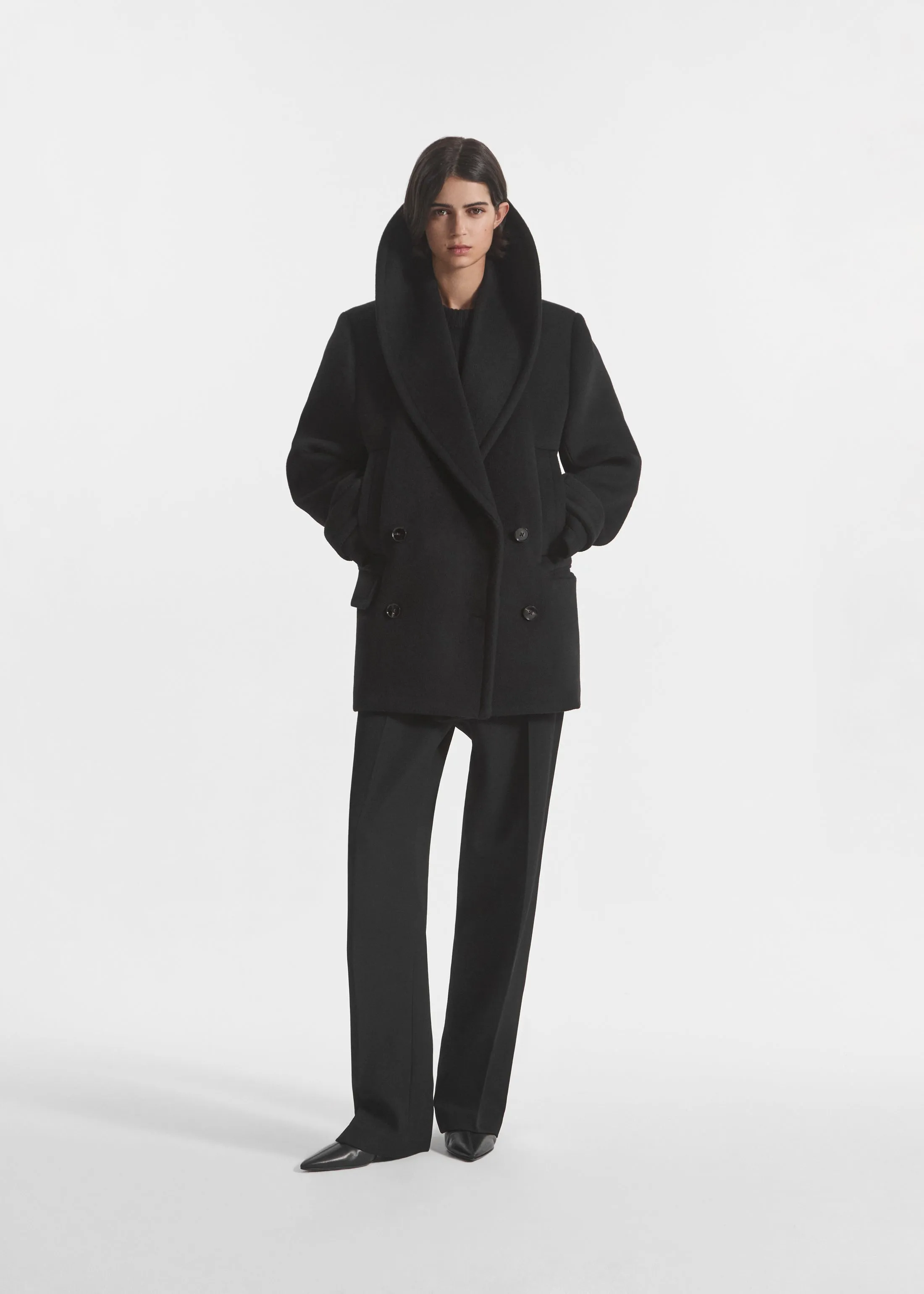 Shawl Collar Jacket in Melton Wool - Black sold by CO product image thumbnail 4