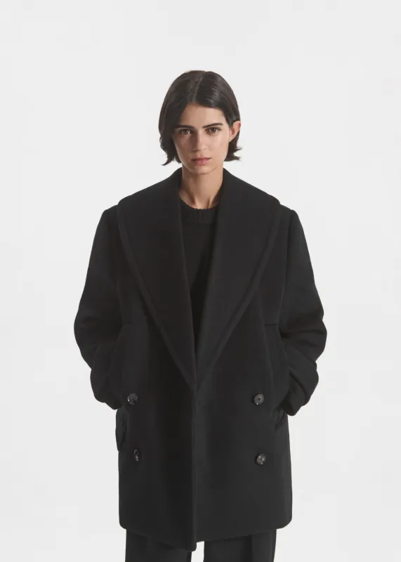 Shawl Collar Jacket in Melton Wool - Black made by CO