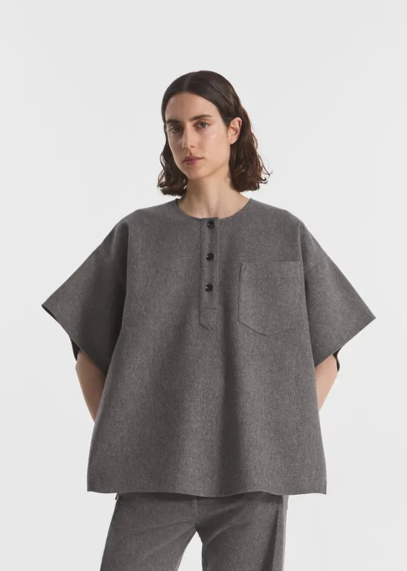 Boxy Shirt in Wool Cashmere - Grey Melange made by CO