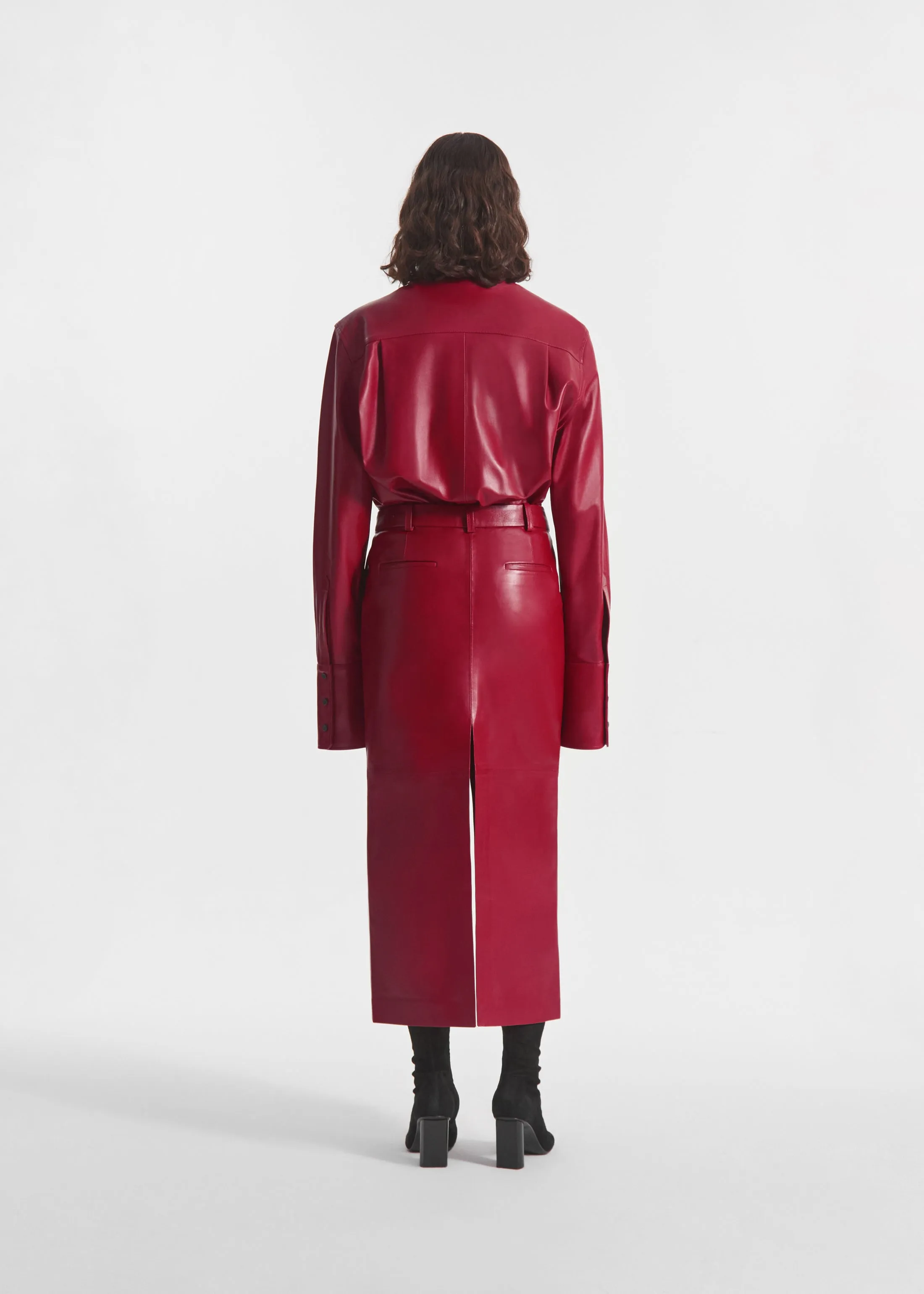 Stand Collar Shirt in Leather - Cherry sold by CO product image thumbnail 4