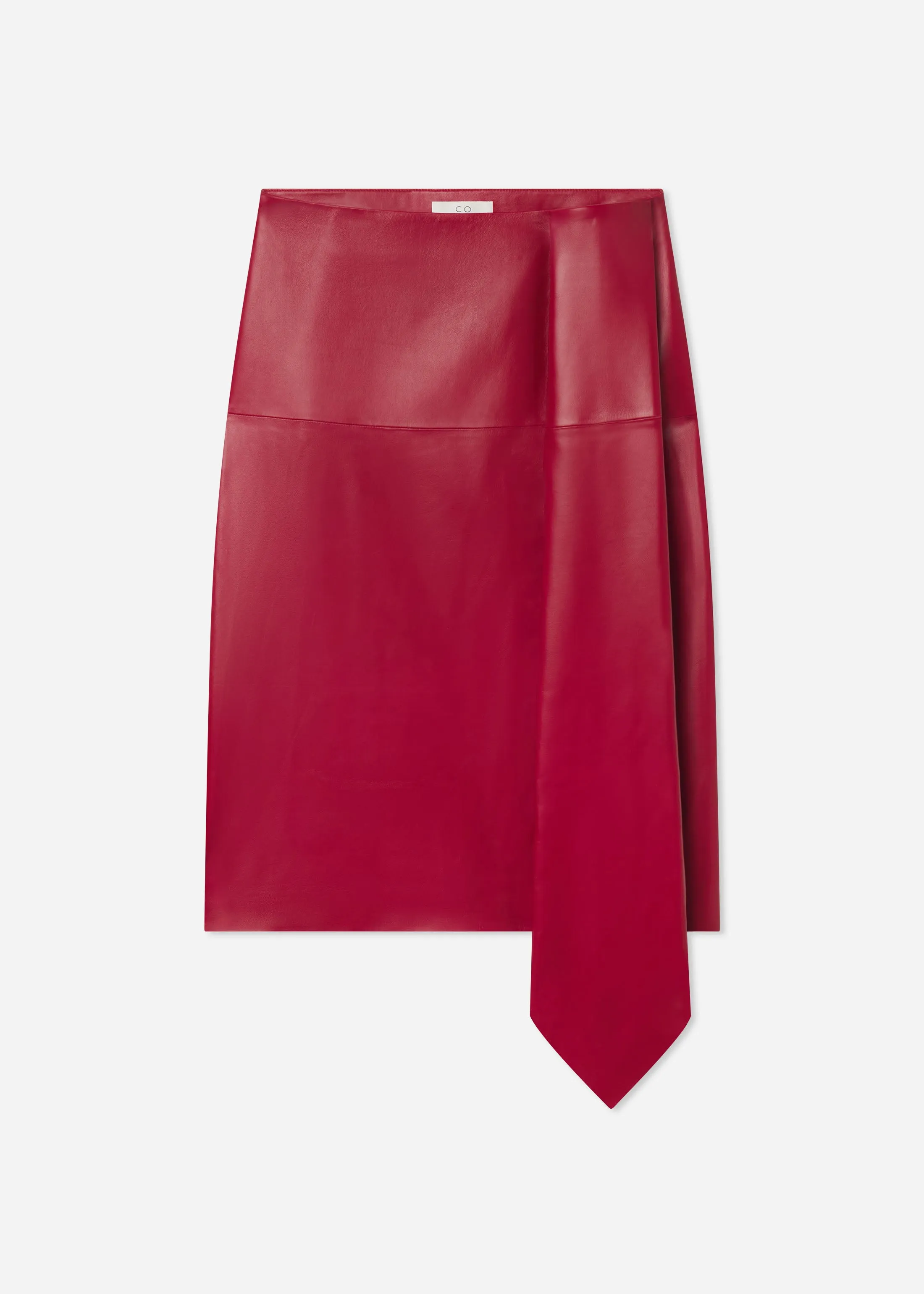 Scarf Pleat Skirt in Leather - Cherry sold by CO product image thumbnail 4