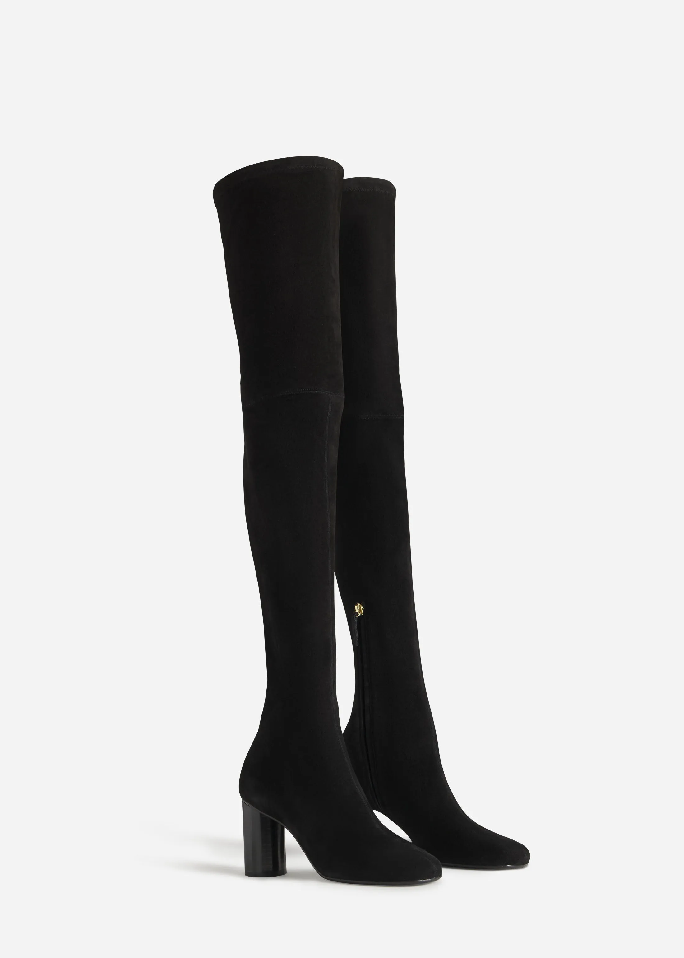 Over-the-Knee Heeled Boot in Suede - Black sold by CO