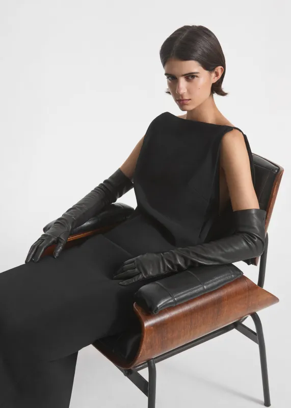 Bateau Shift Dress in Crepe - Black made by CO