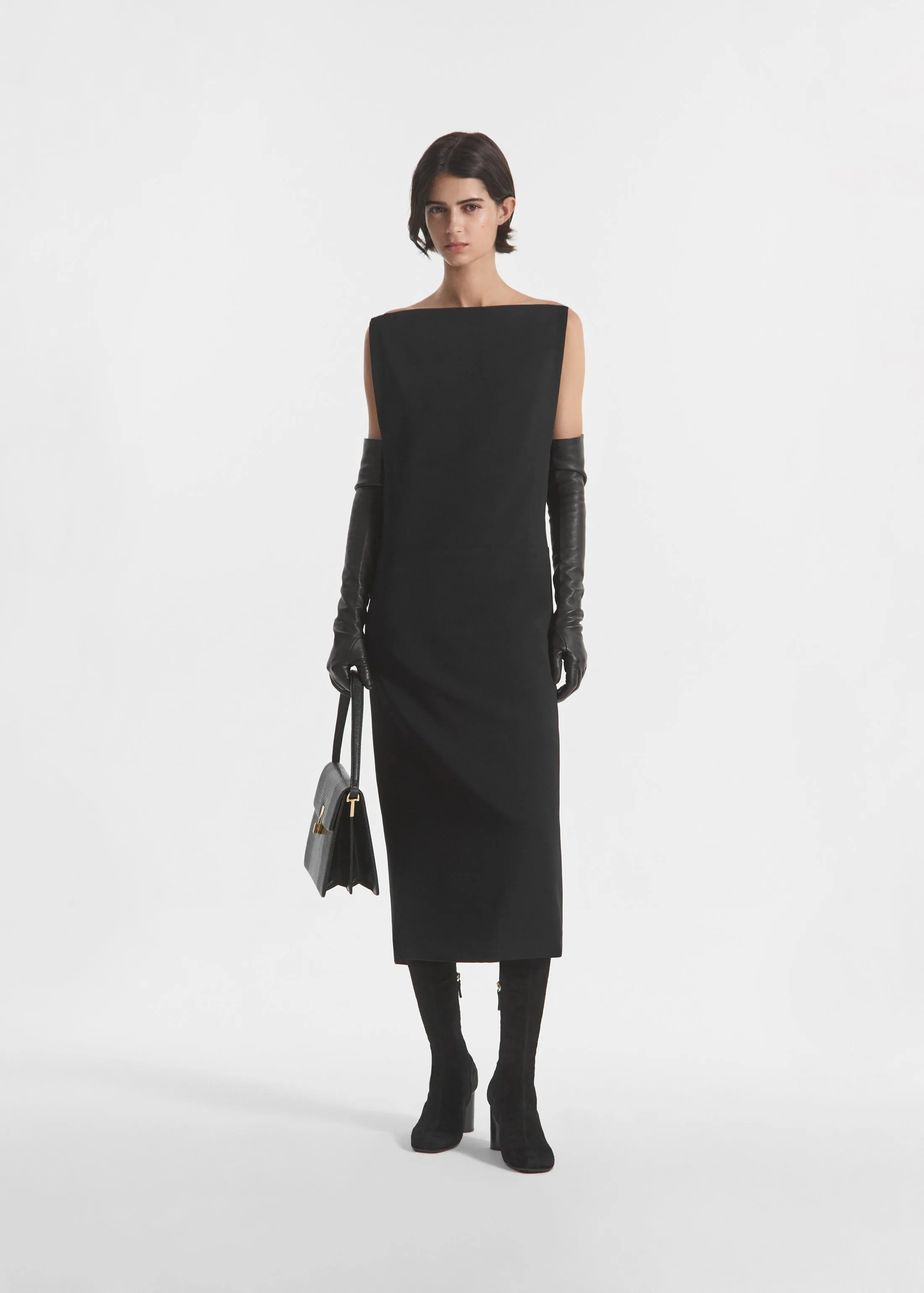 Bateau Shift Dress in Crepe - Black sold by CO product image thumbnail 2