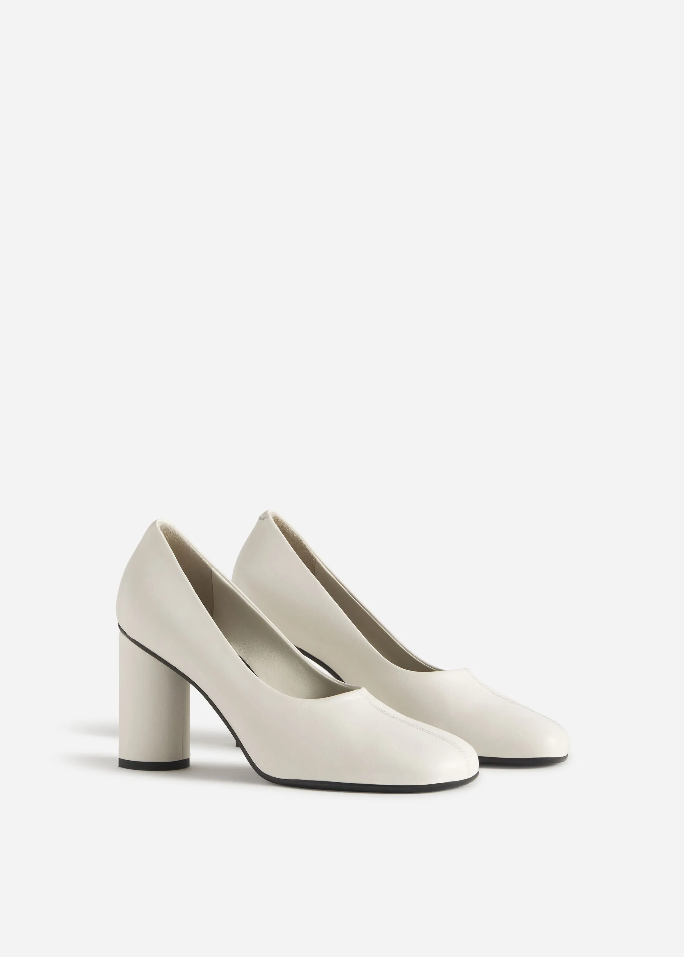 Block Heel in Stretch Leather - Ivory sold by CO product image thumbnail 2