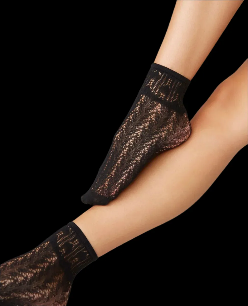 Swedish Stockings Erica Crochet Socks Black sold by COCLICO