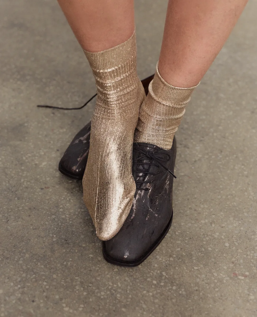 Maria La Rosa Platino Metallic Silk Socks sold by COCLICO product image thumbnail 2