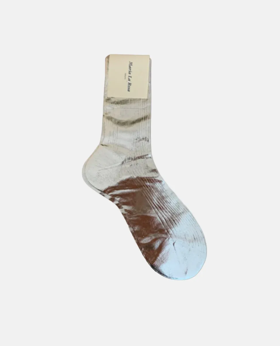 Maria La Rosa Silver Metallic Silk Socks sold by COCLICO product image thumbnail 4