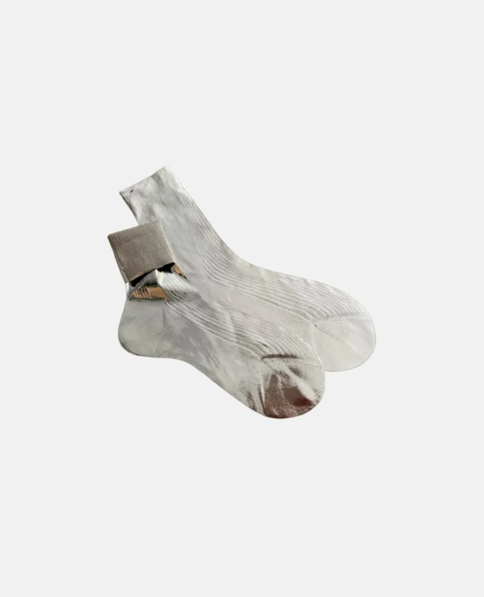 Maria La Rosa Silver Metallic Silk Socks sold by COCLICO product image thumbnail 3