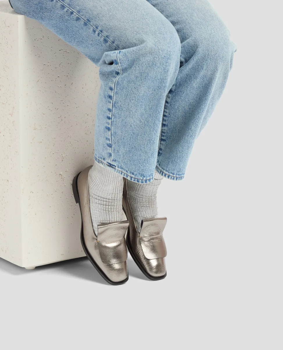 Maria La Rosa Silver Metallic Silk Socks sold by COCLICO product image thumbnail 2